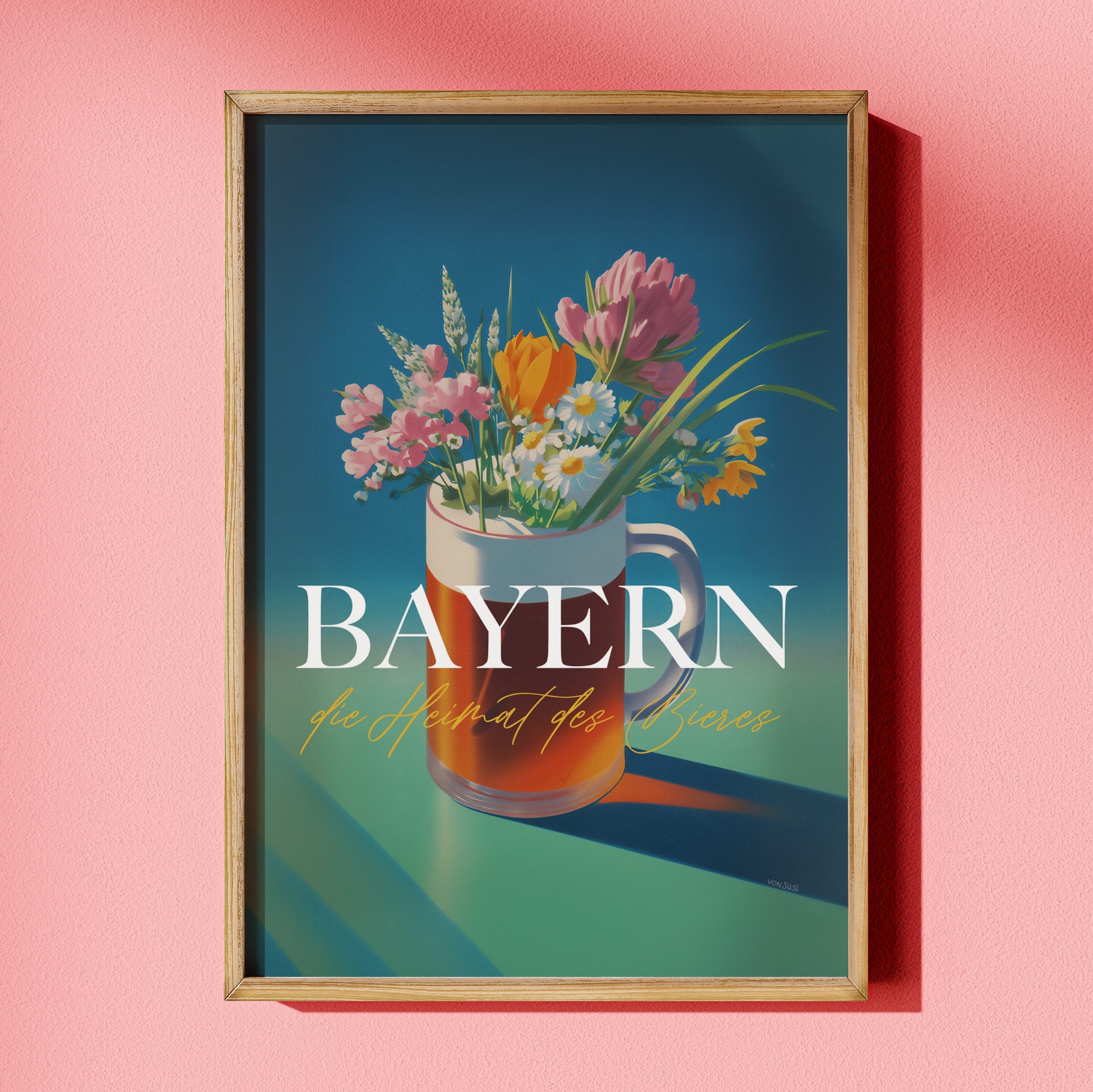 Bayern Poster im Vintage Stil mit Bier • exklusiv bei vonSUSI