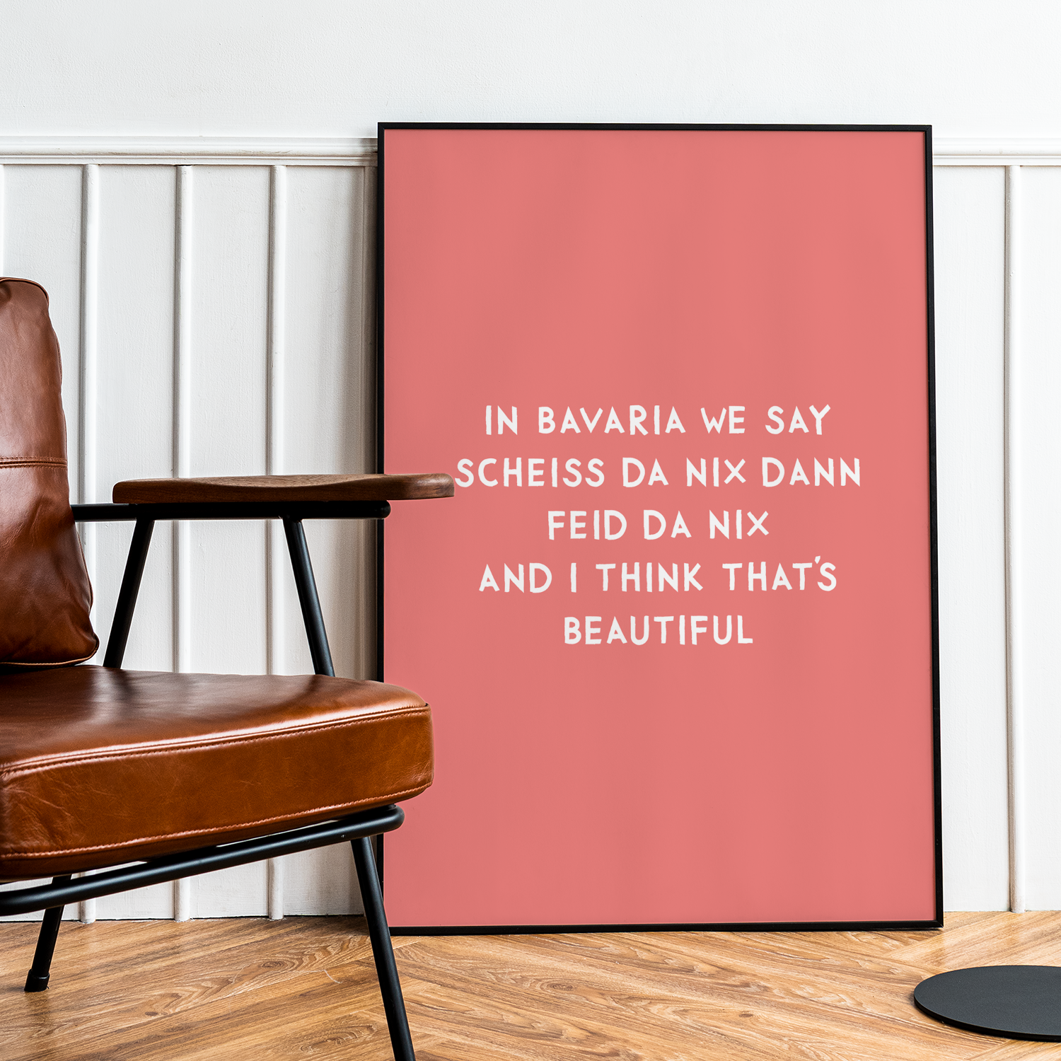 Lustiges bayerisches Spruch-Poster "Scheiss da nix" in verschiedenen Farben