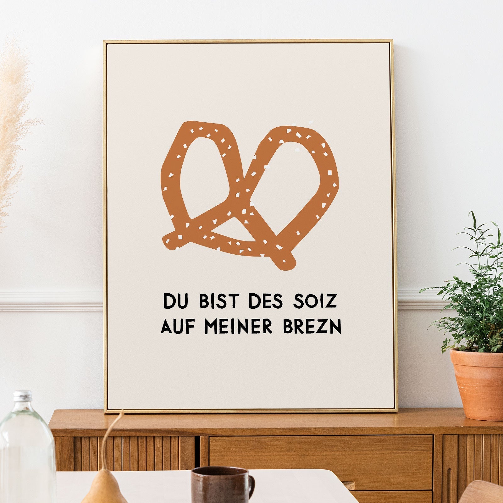 Bayrisches Poster mit Brezn • mit humorvollem, bayrischen Spruch • Geschenk für Bayern