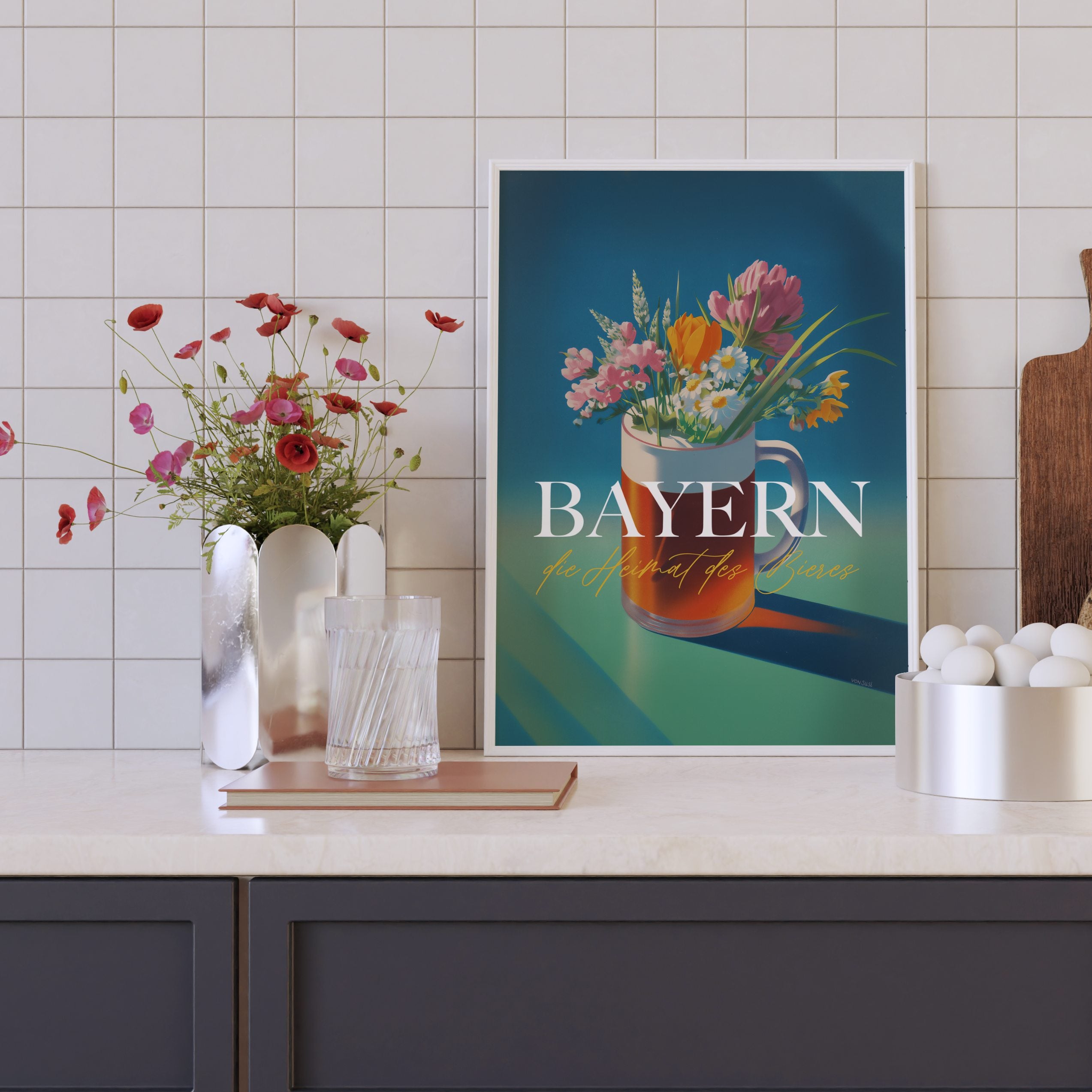 Bayern Poster im Vintage Stil mit Bier • exklusiv bei vonSUSI