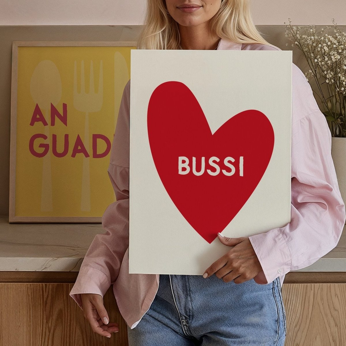 Bayerisches Bussi Poster mit Herz in verschiedenen Farben - vonSUSI