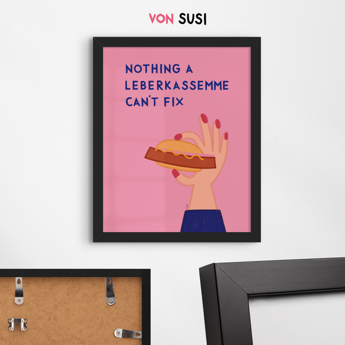 Bayerisches Poster mit Leberkassemmel • exklusive Illustration von Susi • bairisches Bild mit Spruch - vonSUSI