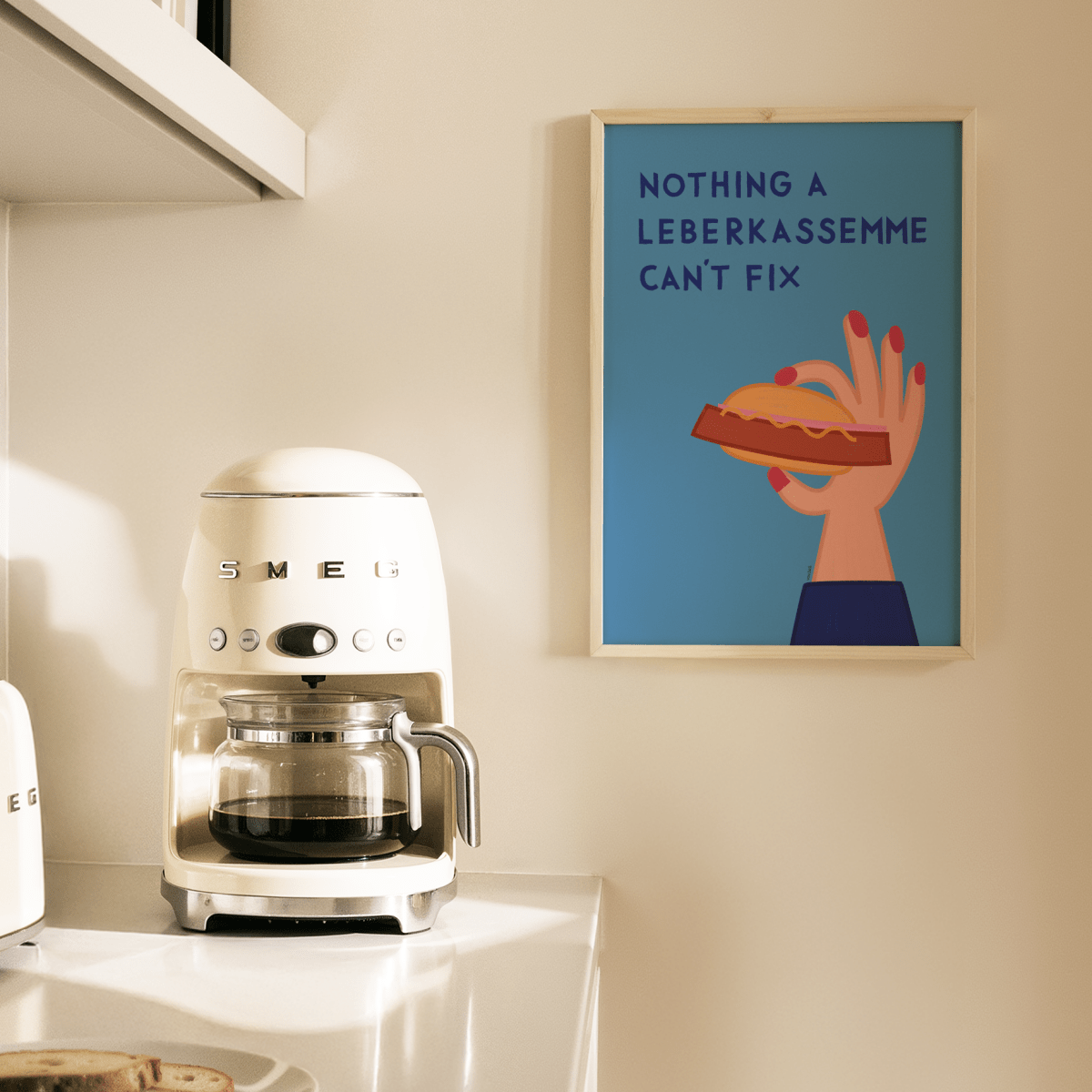 Bayerisches Poster mit Leberkassemmel • exklusive Illustration von Susi • bairisches Bild mit Spruch - vonSUSI