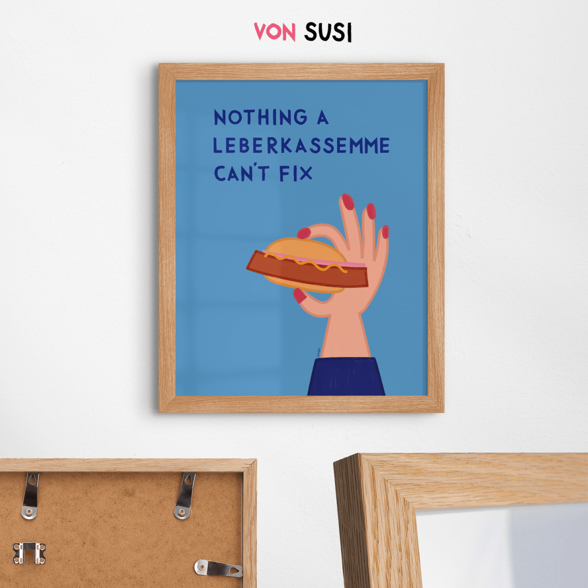 Bayerisches Poster mit Leberkassemmel • exklusive Illustration von Susi • bairisches Bild mit Spruch - vonSUSI