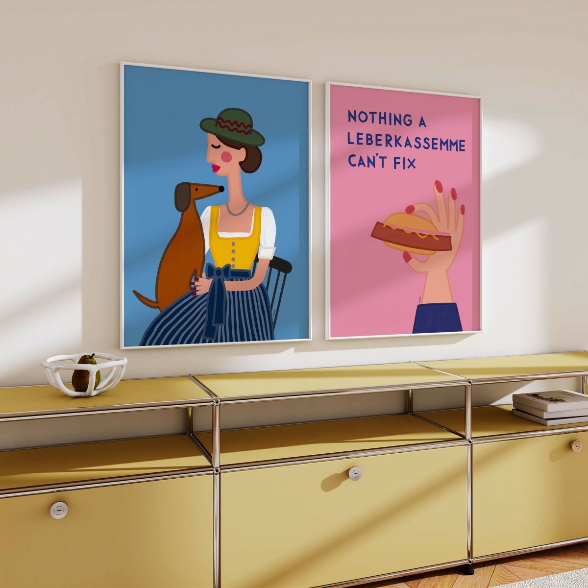 Bayerisches Poster mit Leberkassemmel • exklusive Illustration von Susi • bairisches Bild mit Spruch - vonSUSI