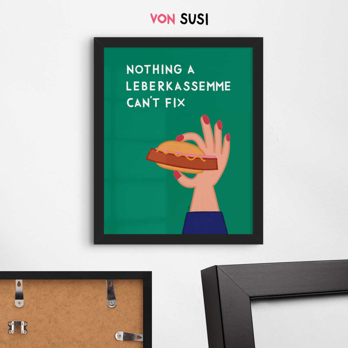 Bayerisches Poster mit Leberkassemmel • exklusive Illustration von Susi • bairisches Bild mit Spruch - vonSUSI
