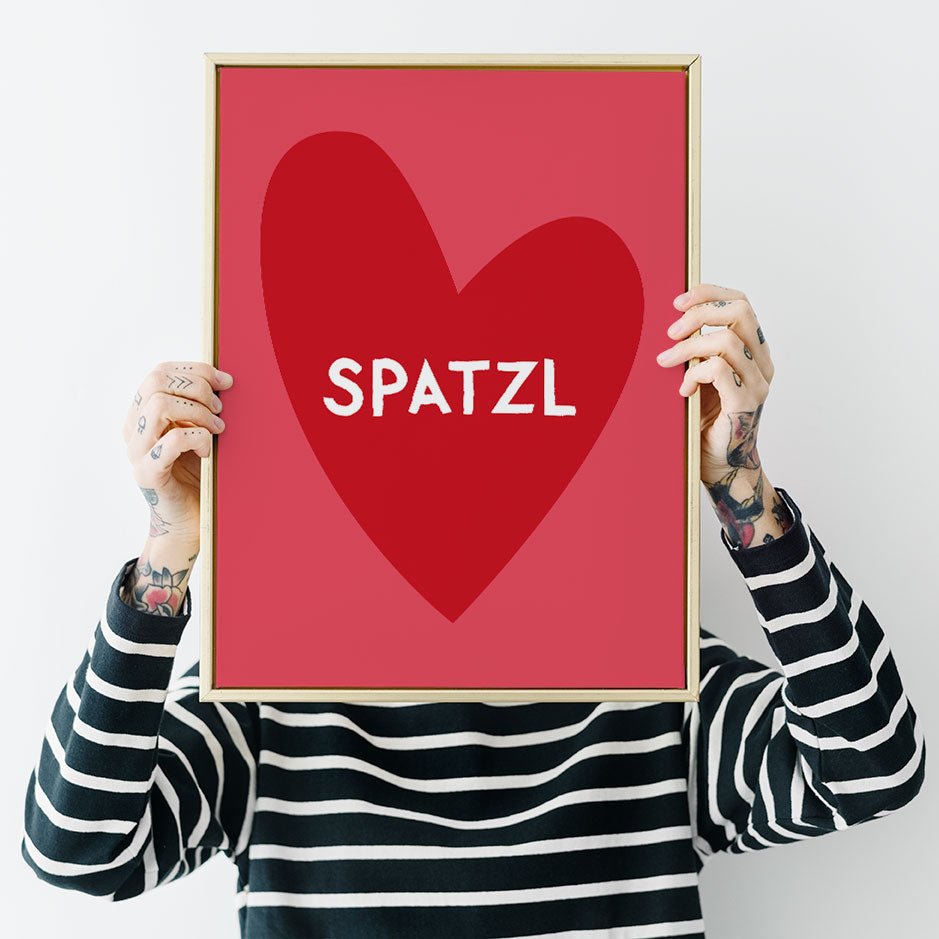 Bayerisches Spatzl Poster mit Herz in verschiedenen Farben - vonSUSI