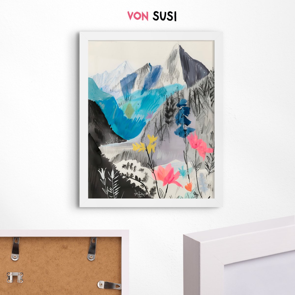 Bayrische Berge in Pastell Poster • Illustration • bavarian lifestyle • Wanddekoration für Berg Fans - vonSUSI