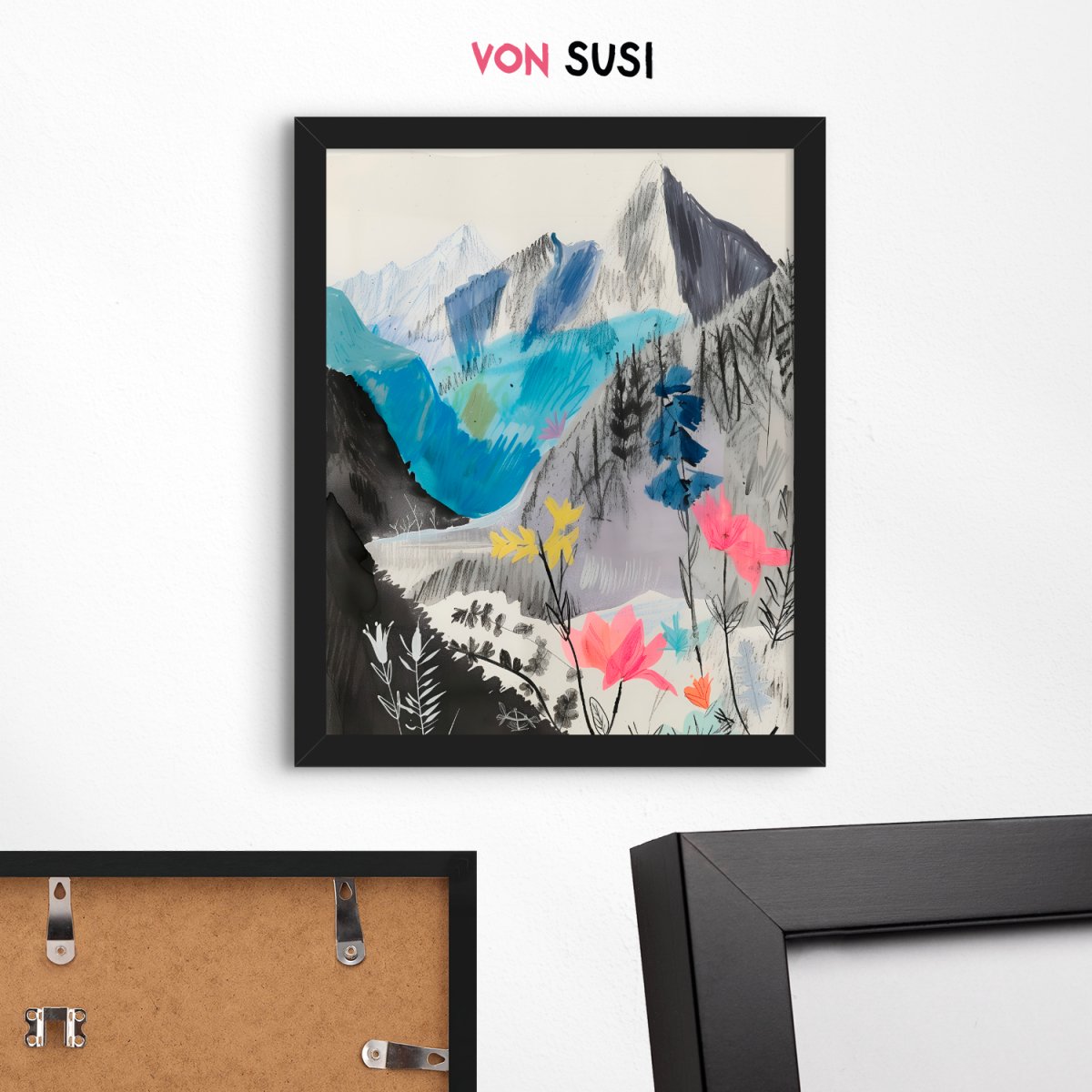 Bayrische Berge in Pastell Poster • Illustration • bavarian lifestyle • Wanddekoration für Berg Fans - vonSUSI