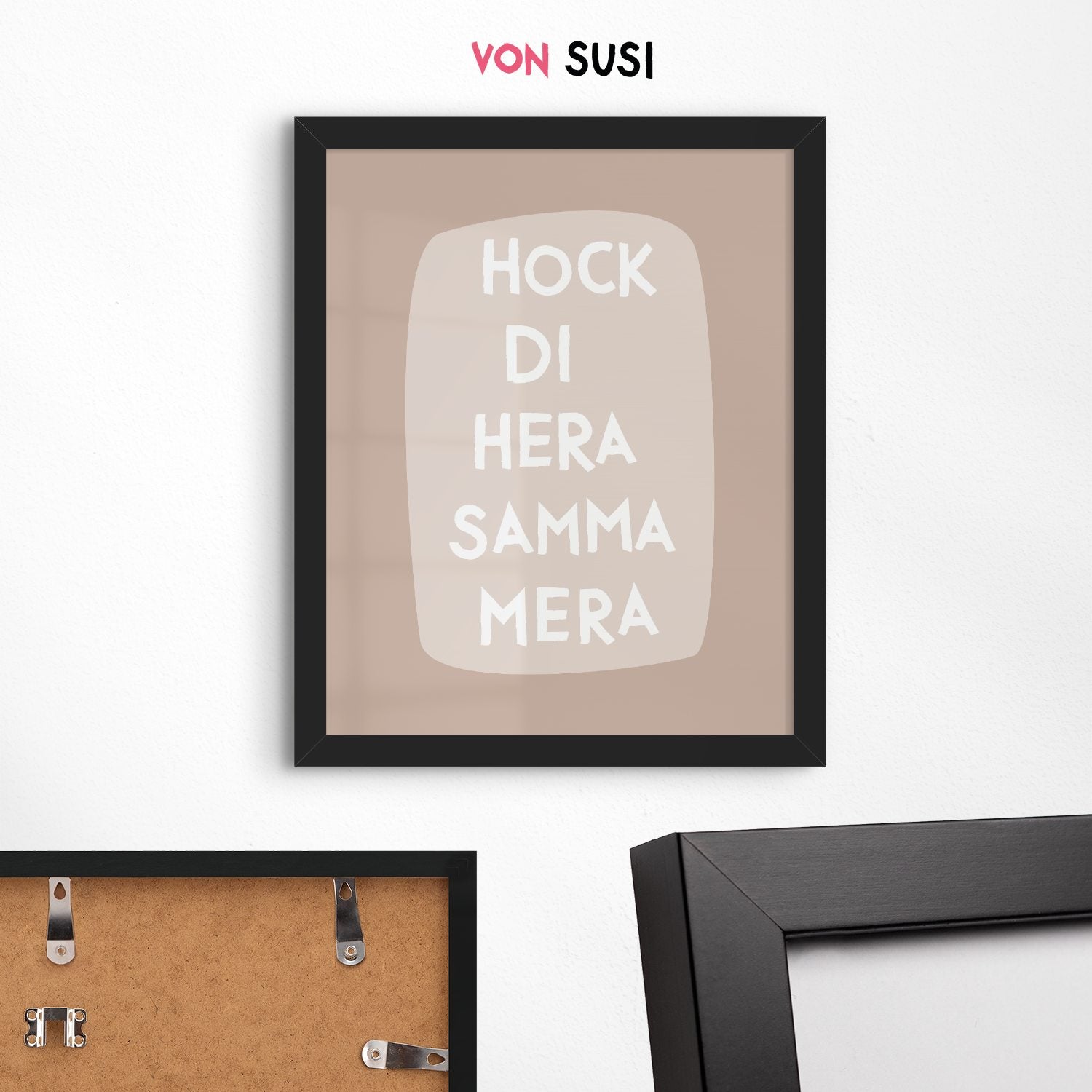 Küchenposter mit lustigem bayerischen Spruch Hock di hera, samma mera