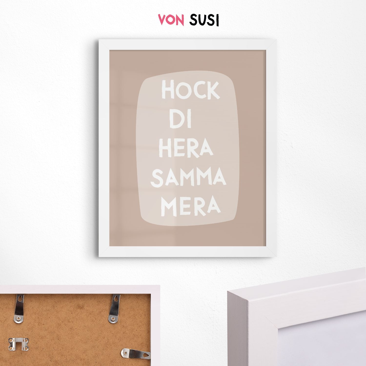 Küchenposter mit lustigem bayerischen Spruch Hock di hera, samma mera