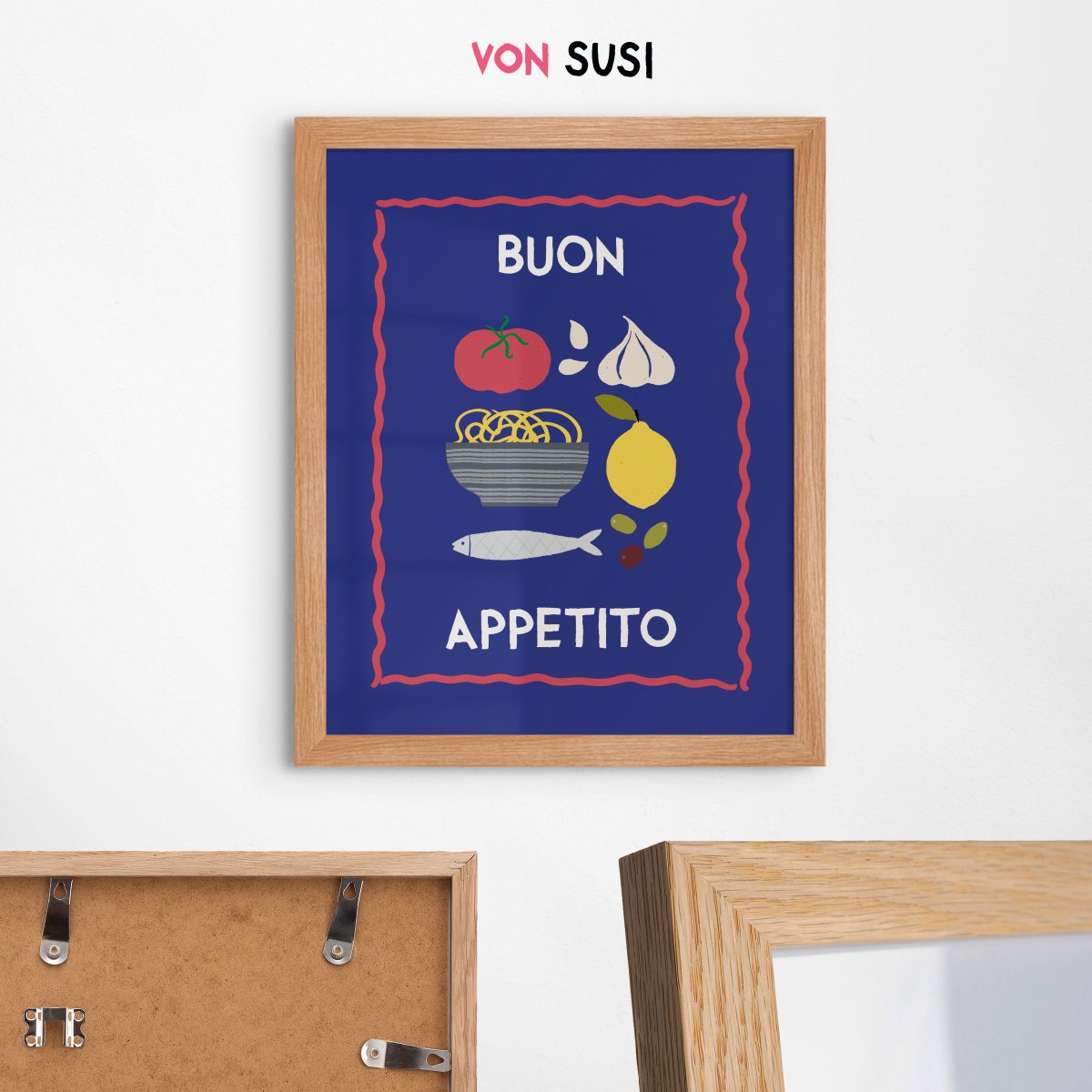 Buon Appetito Poster • Italienisches Poster für die Küche • Italienische Wandkunst • Modernes Italo Poster • blau bunt - vonSUSI