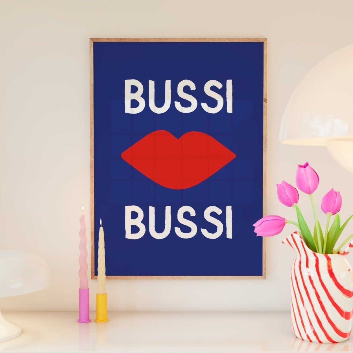 Bussi Bussi Poster • knallbuntes Poster mit Kussmund - vonSUSI