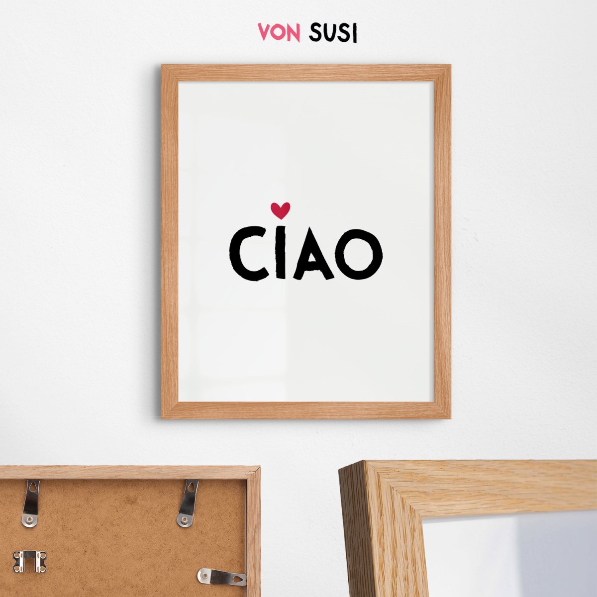 Ciao Poster • Wandbild in weiß mit Herz • minimalistisches Ciao Design Poster in weiß rot - vonSUSI