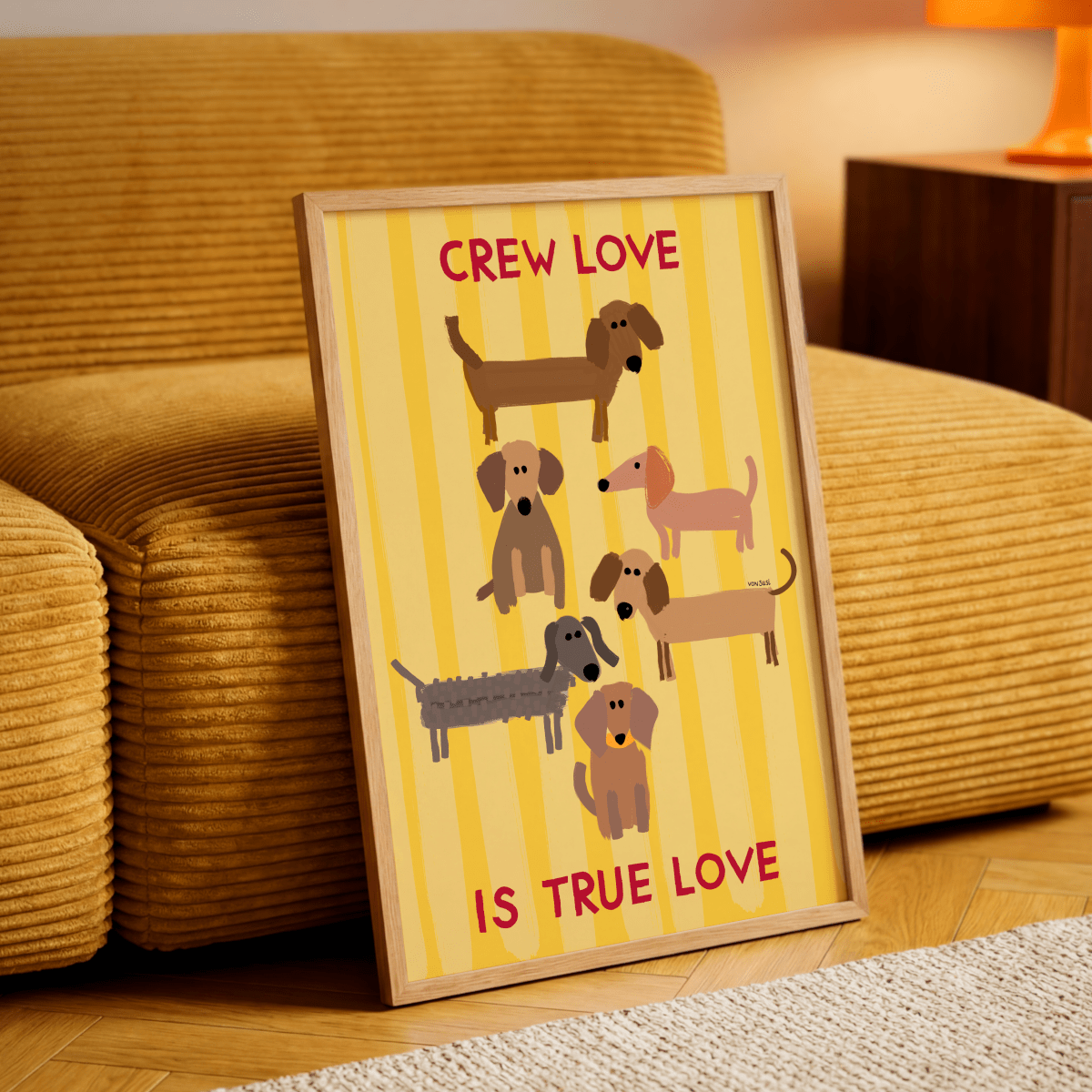 Crew love is true love Poster: Dackelposter mit Dackel Illustration - vonSUSI