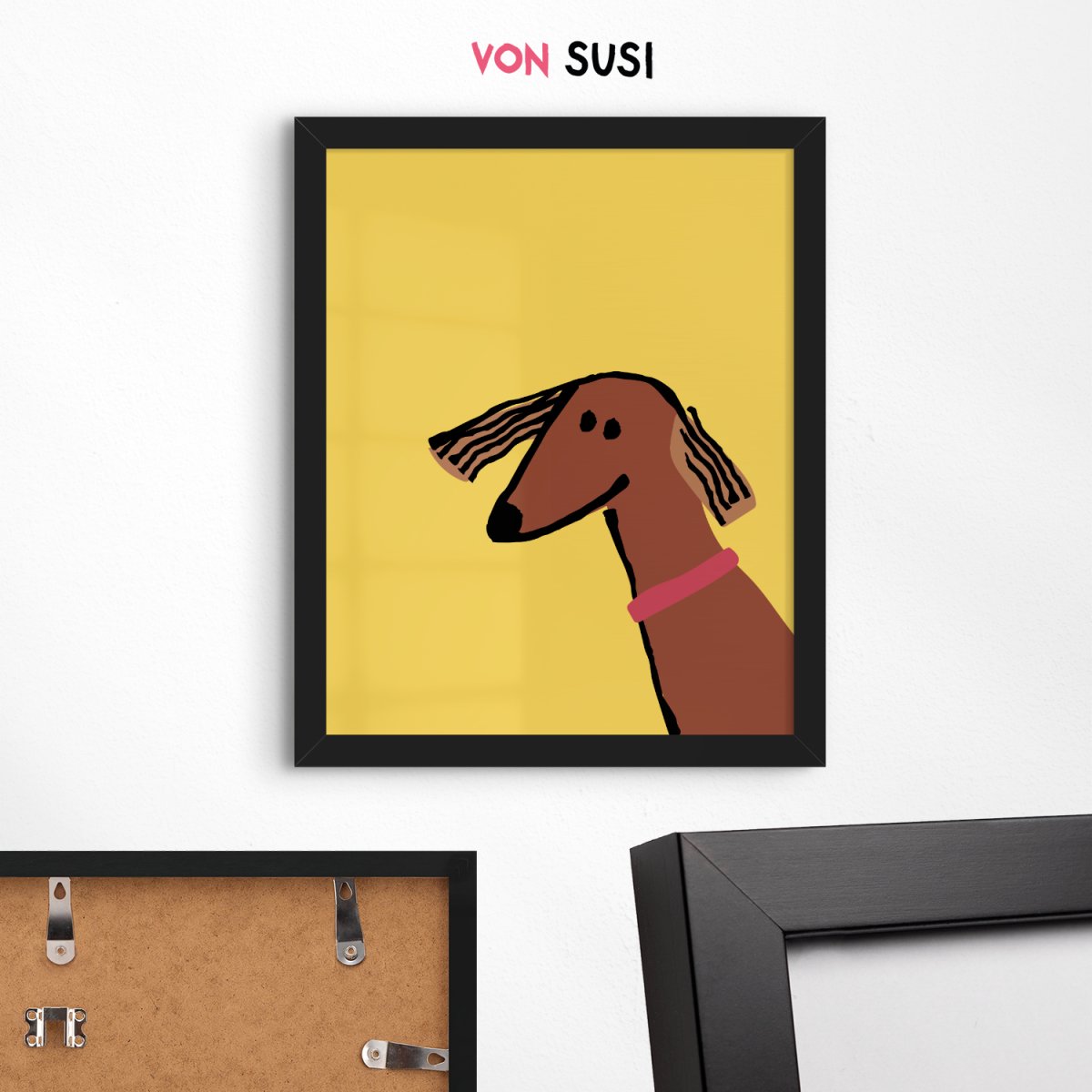 Dackel Poster in gelb • Dackelposter • Wandbild mit Dackel Illustration - vonSUSI