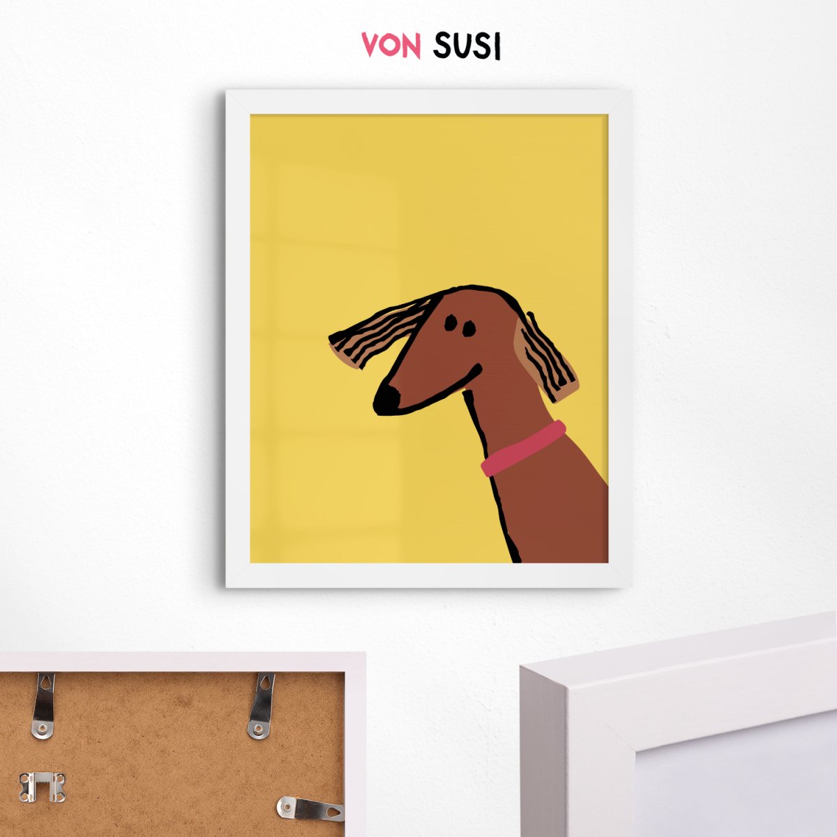Dackel Poster in gelb • Dackelposter • Wandbild mit Dackel Illustration - vonSUSI