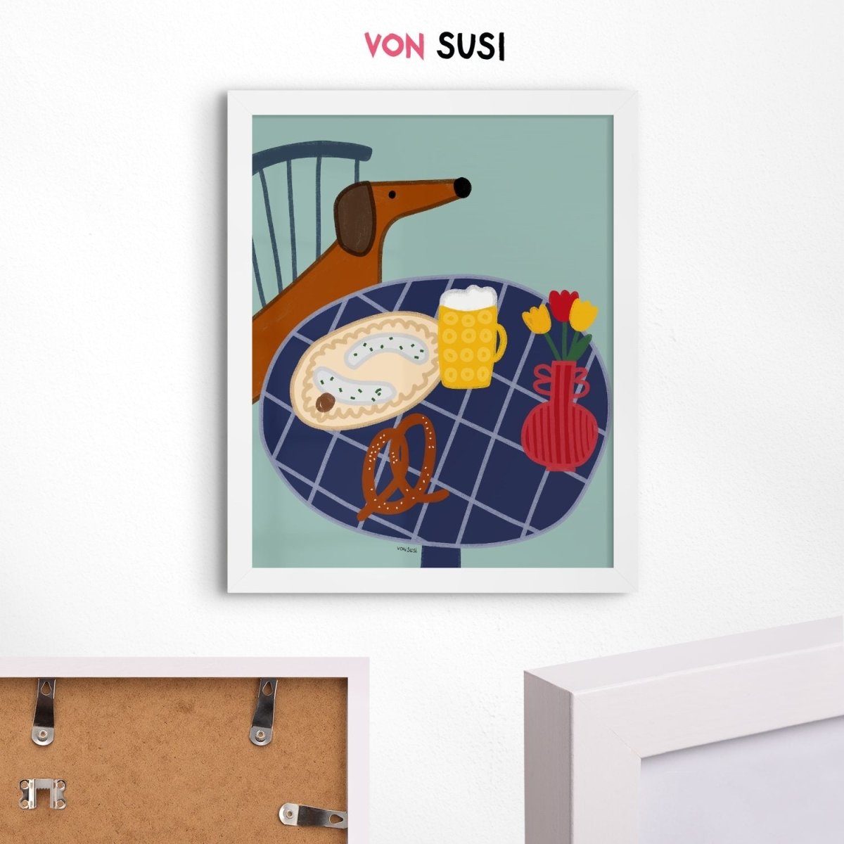 Dackelposter mit bayrischer Brotzeit • handgezeichnet und exklusiv bei vonSUSI - vonSUSI