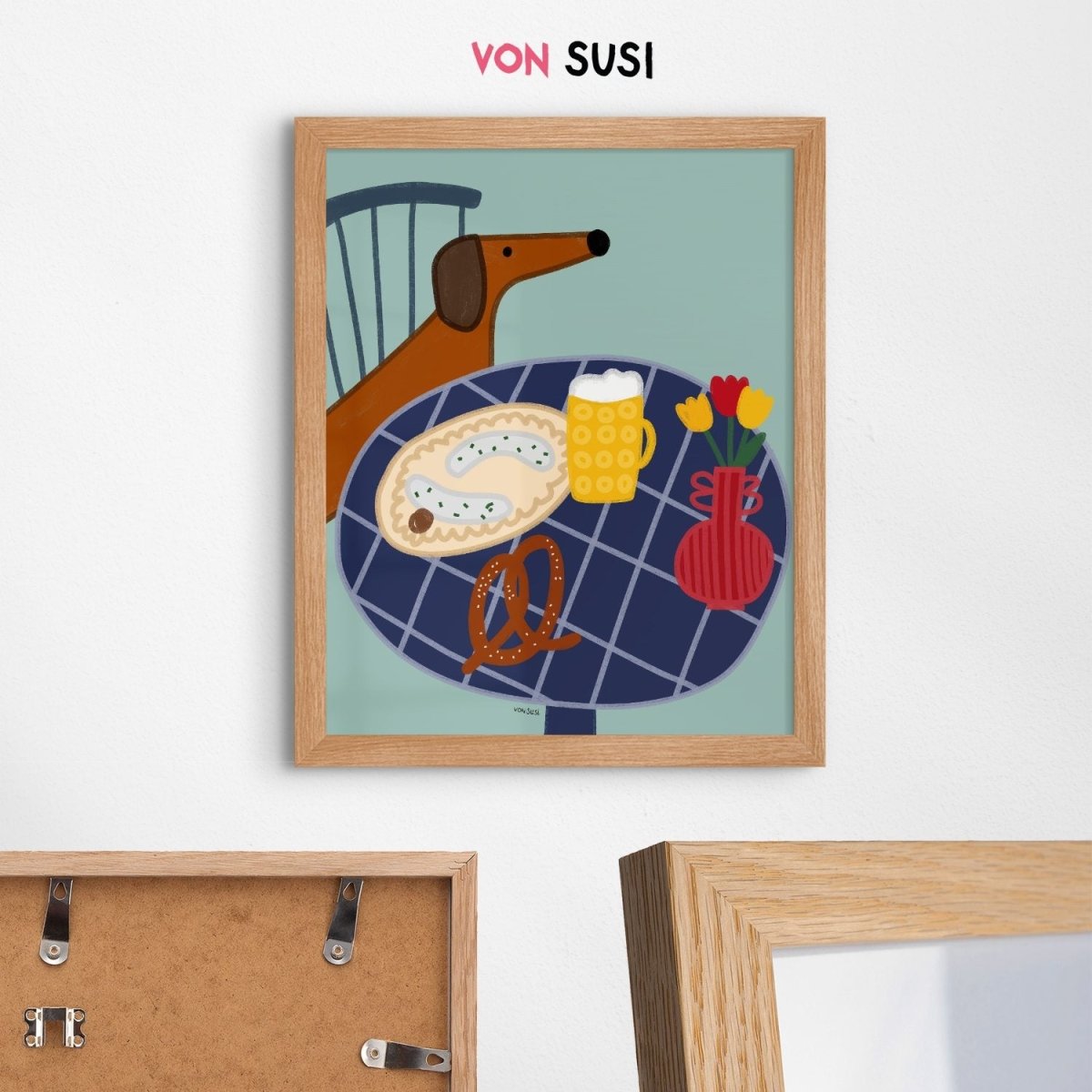 Dackelposter mit bayrischer Brotzeit • handgezeichnet und exklusiv bei vonSUSI - vonSUSI