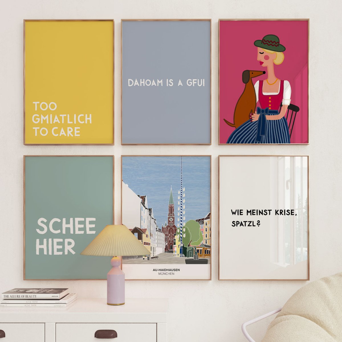 Dirndl Dame mit Dackel Poster • exklusive Illustration von Susi • bairisches Kunstwerk direkt aus München - vonSUSI