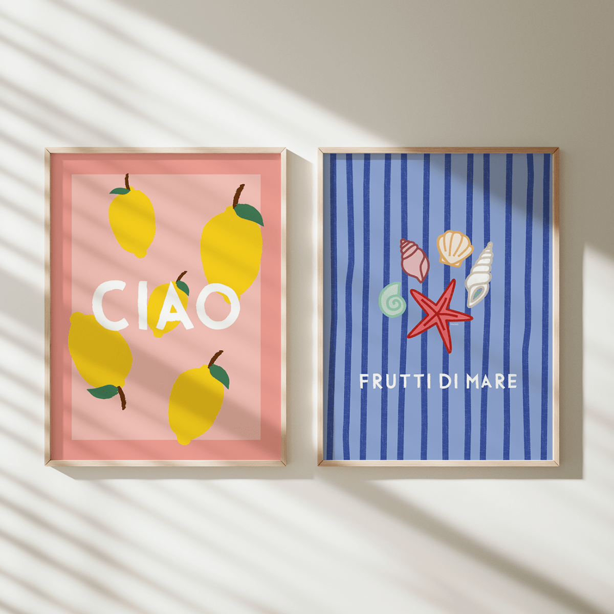 Frutti di Mare Poster • Fine Art Kunstdruck für Urlaubs-Vibes mit Muscheln und Meer - vonSUSI