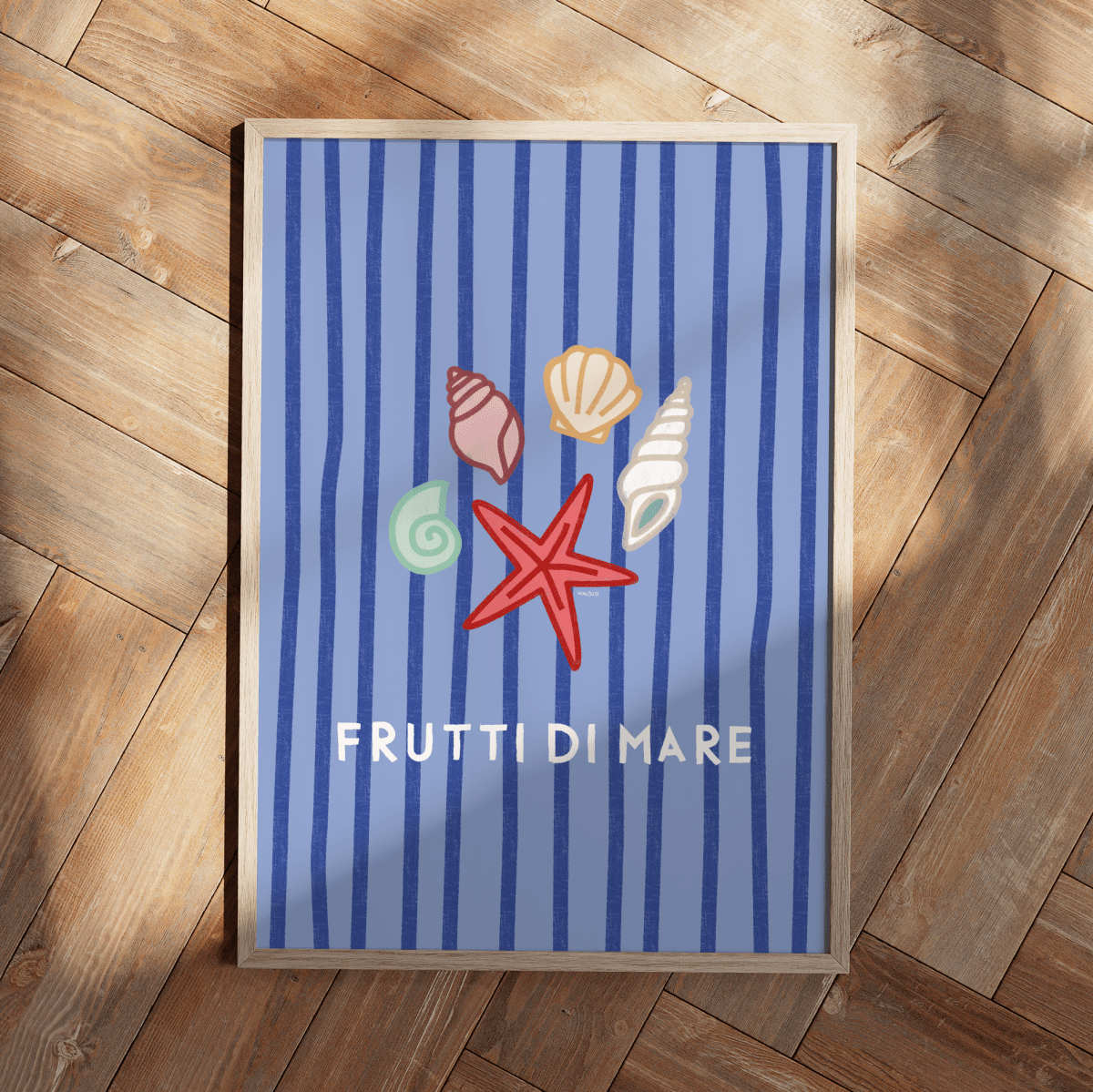 Frutti di Mare Poster • Fine Art Kunstdruck für Urlaubs-Vibes mit Muscheln und Meer - vonSUSI