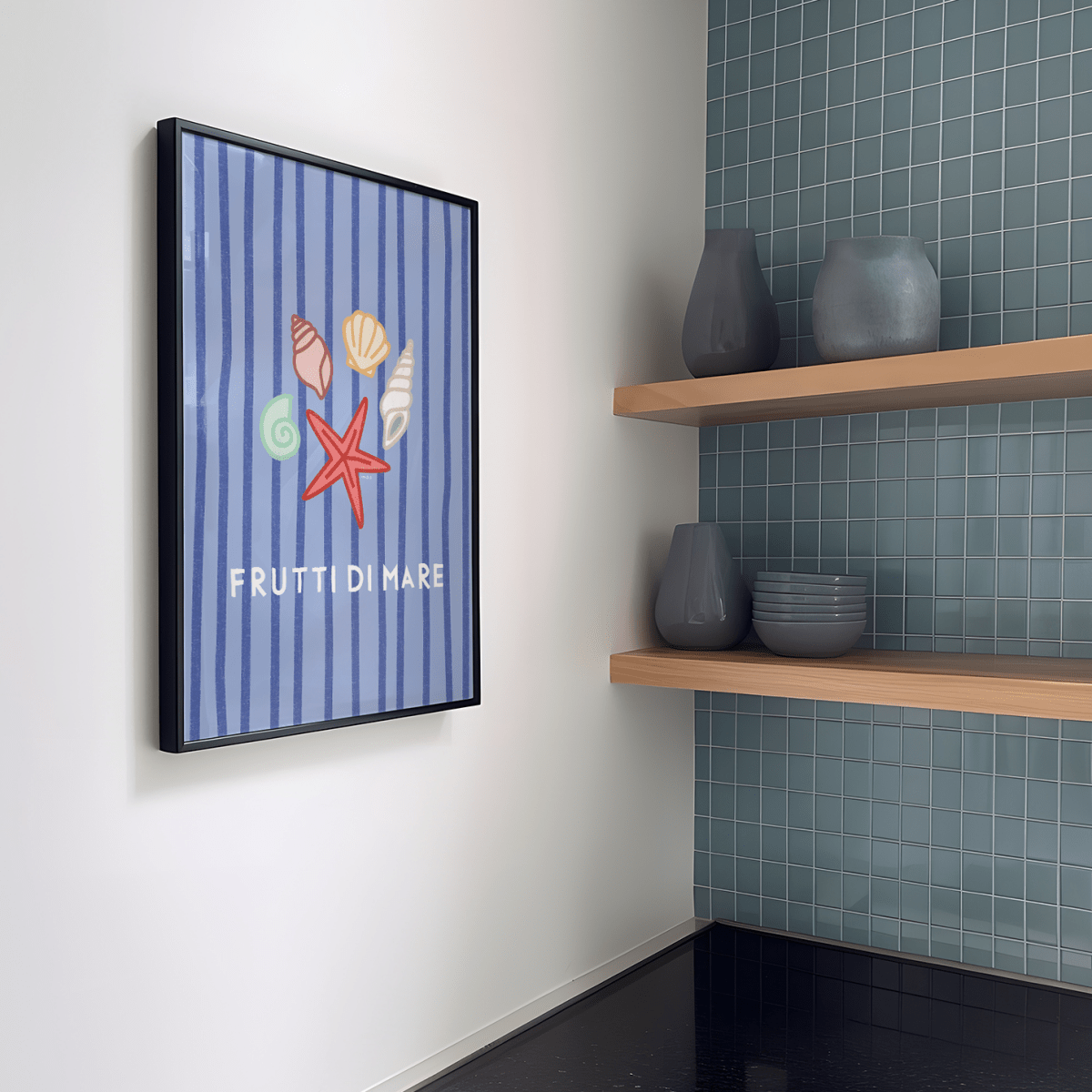 Frutti di Mare Poster • Fine Art Kunstdruck für Urlaubs-Vibes mit Muscheln und Meer - vonSUSI