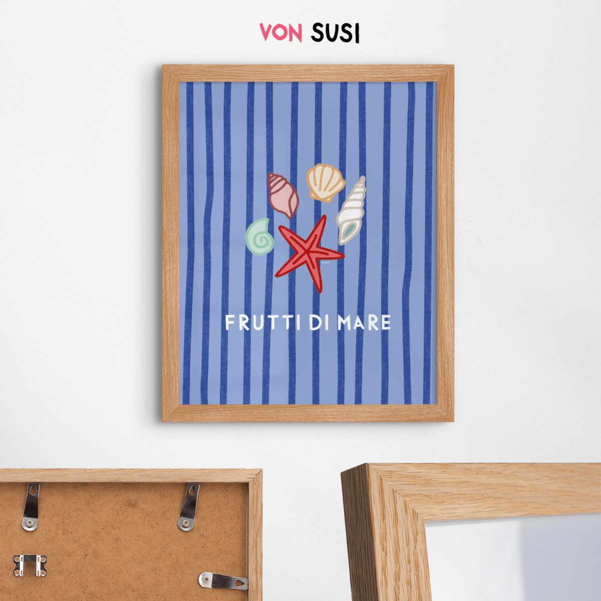 Frutti di Mare Poster • Fine Art Kunstdruck für Urlaubs-Vibes mit Muscheln und Meer - vonSUSI