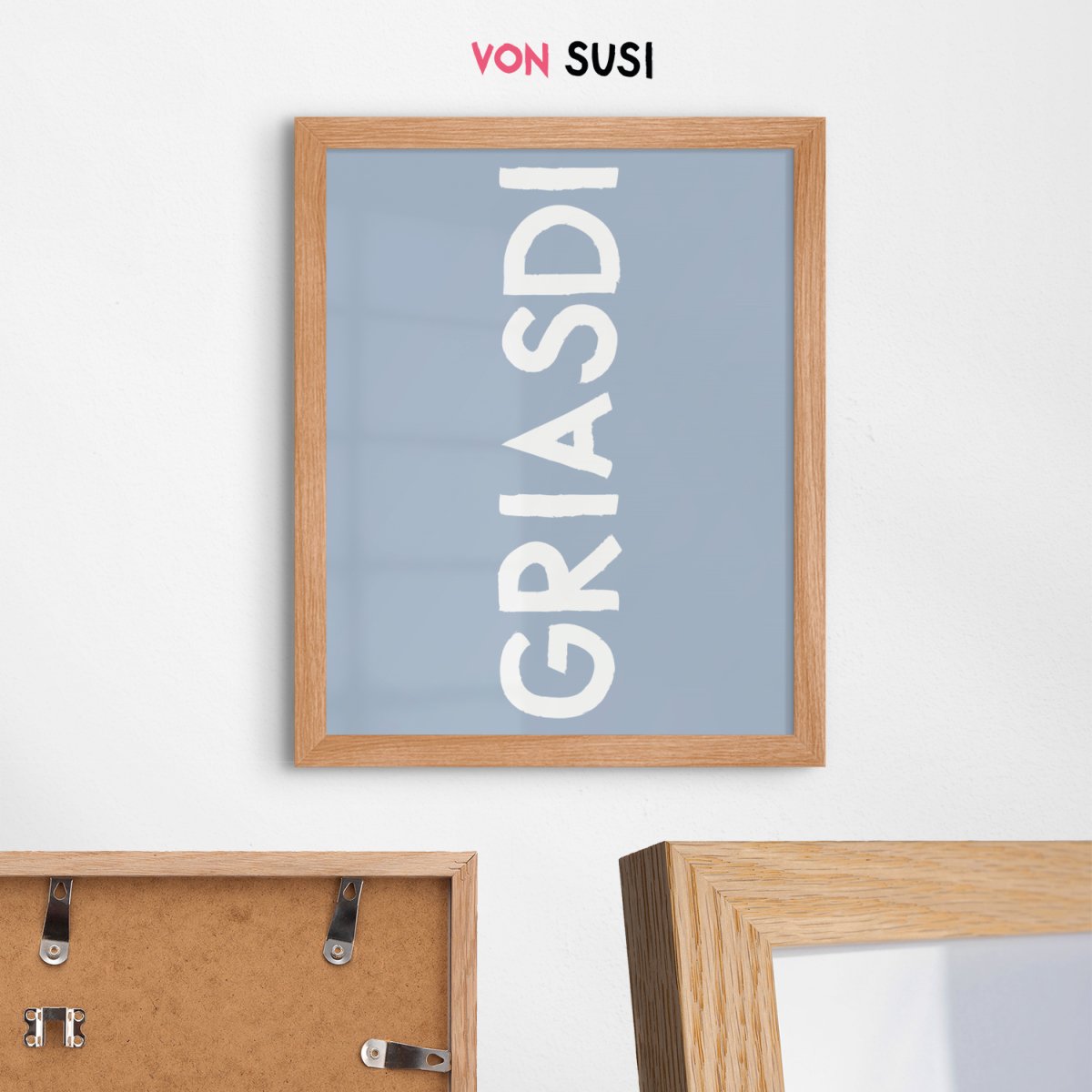 GRIASDI • bayerisches Typografie Poster in hellblau • bayrische Wanddeko - vonSUSI