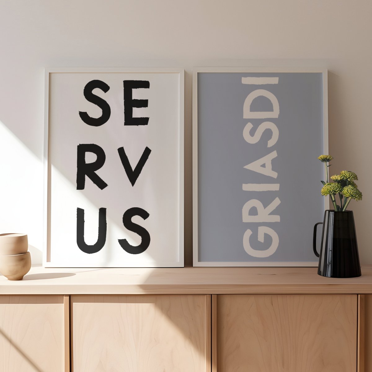 GRIASDI • bayerisches Typografie Poster in hellblau • bayrische Wanddeko - vonSUSI