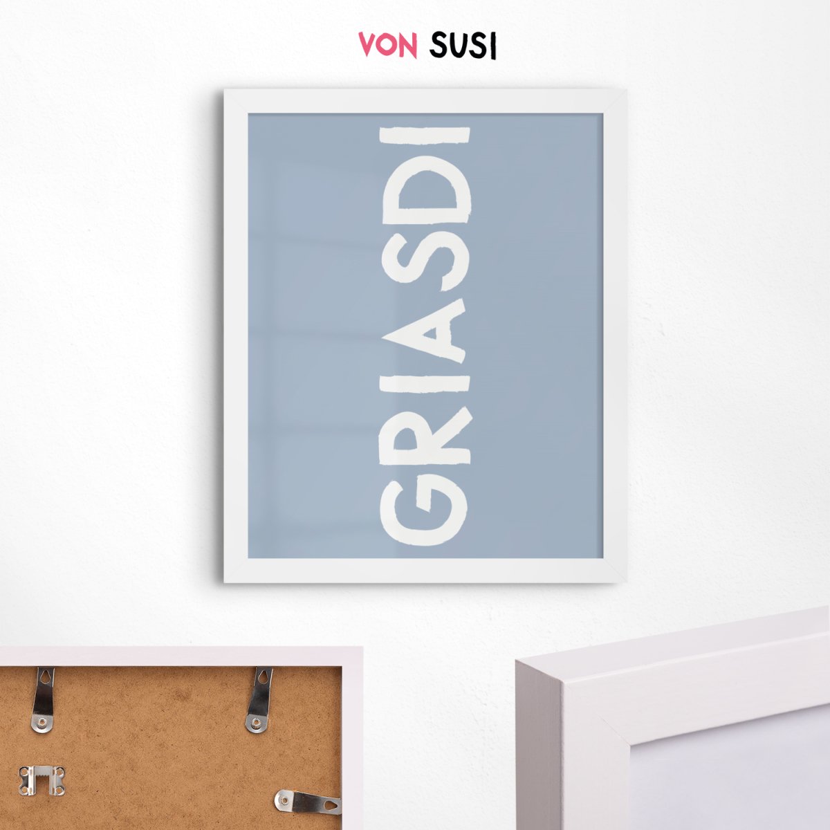 GRIASDI • bayerisches Typografie Poster in hellblau • bayrische Wanddeko - vonSUSI