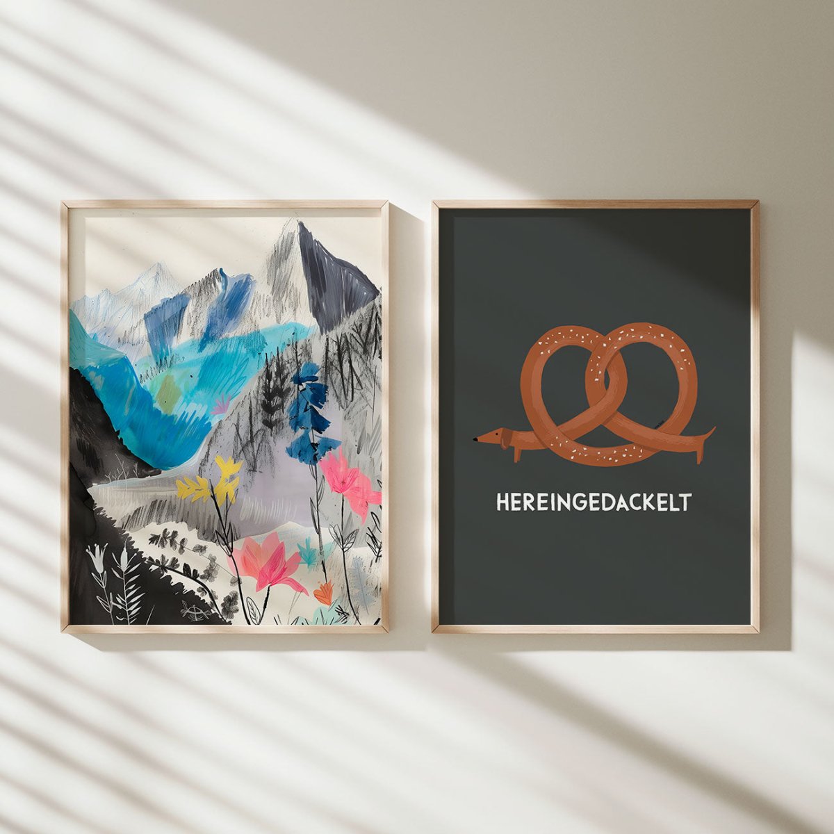 Hereingedackelt Poster mit Brezndackel - das bayerische Dackelposter - vonSUSI