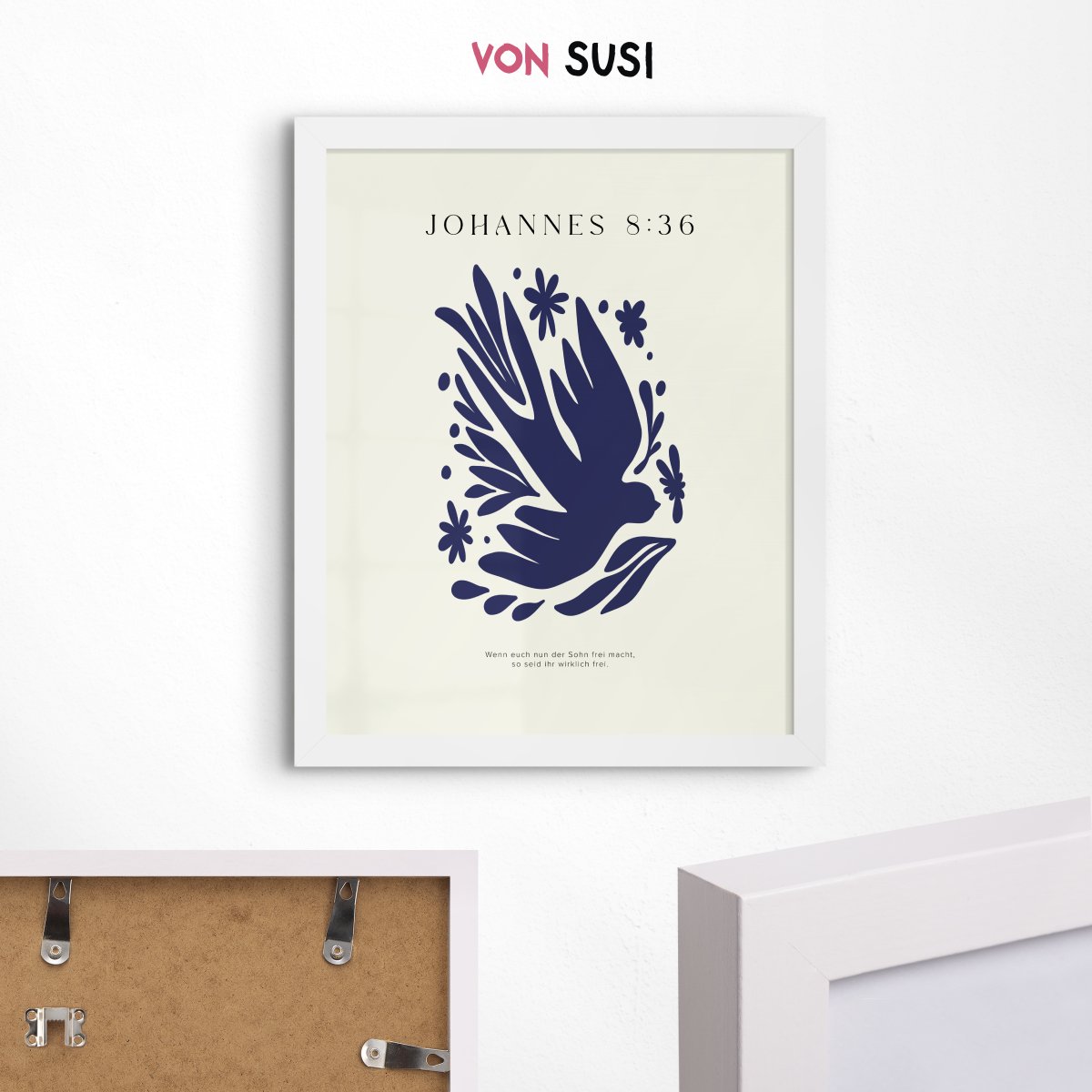 Johannes 8:36 • christliches Poster • mit Bibelvers • Wanddeko für Gläubige • Geschenk zur Taufe oder Geburt - vonSUSI