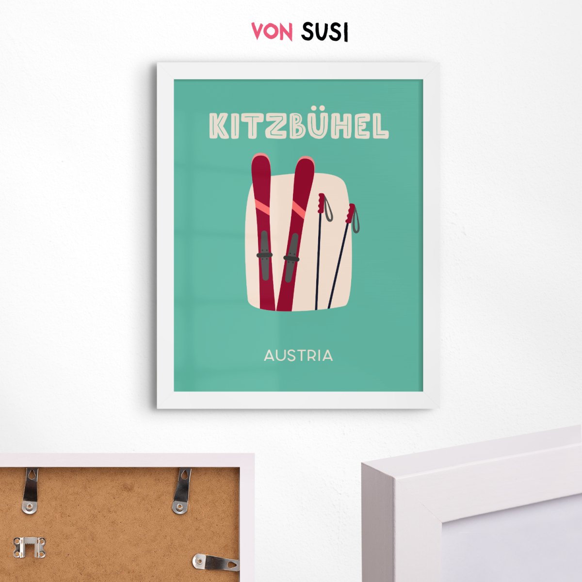 Kitzbühel Poster • Städteposter Österreich • Berge Kunstdruck in türkis - vonSUSI