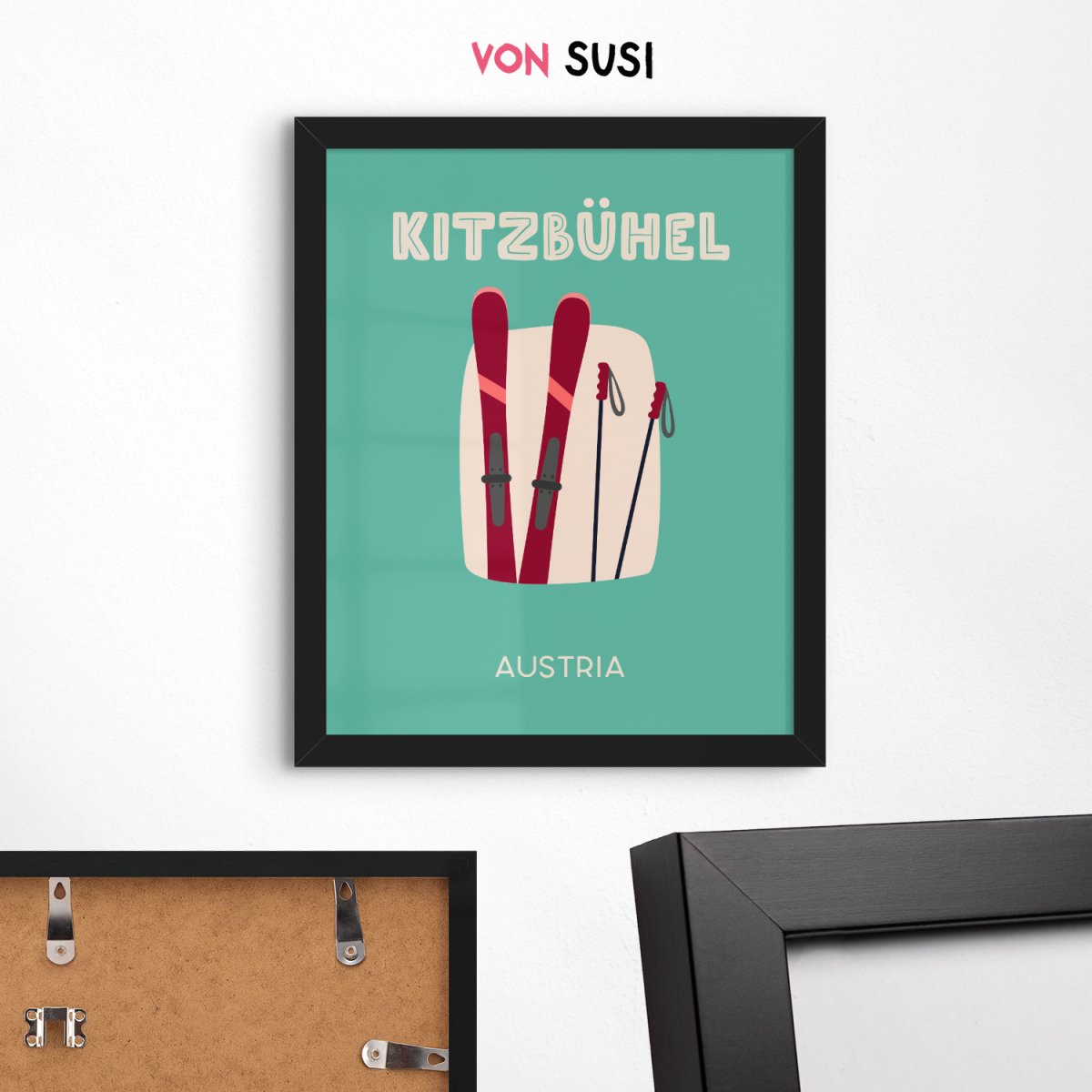 Kitzbühel Poster • Städteposter Österreich • Berge Kunstdruck in türkis - vonSUSI