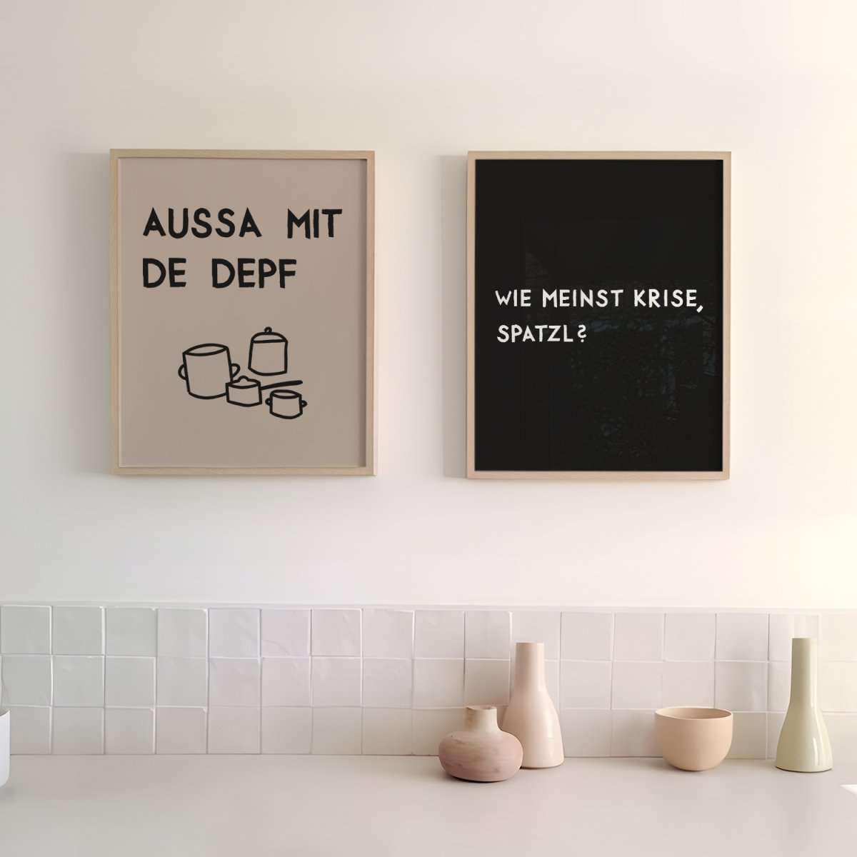 Lustiges bayerisches Küchenposter Aussa mit de Depf - vonSUSI