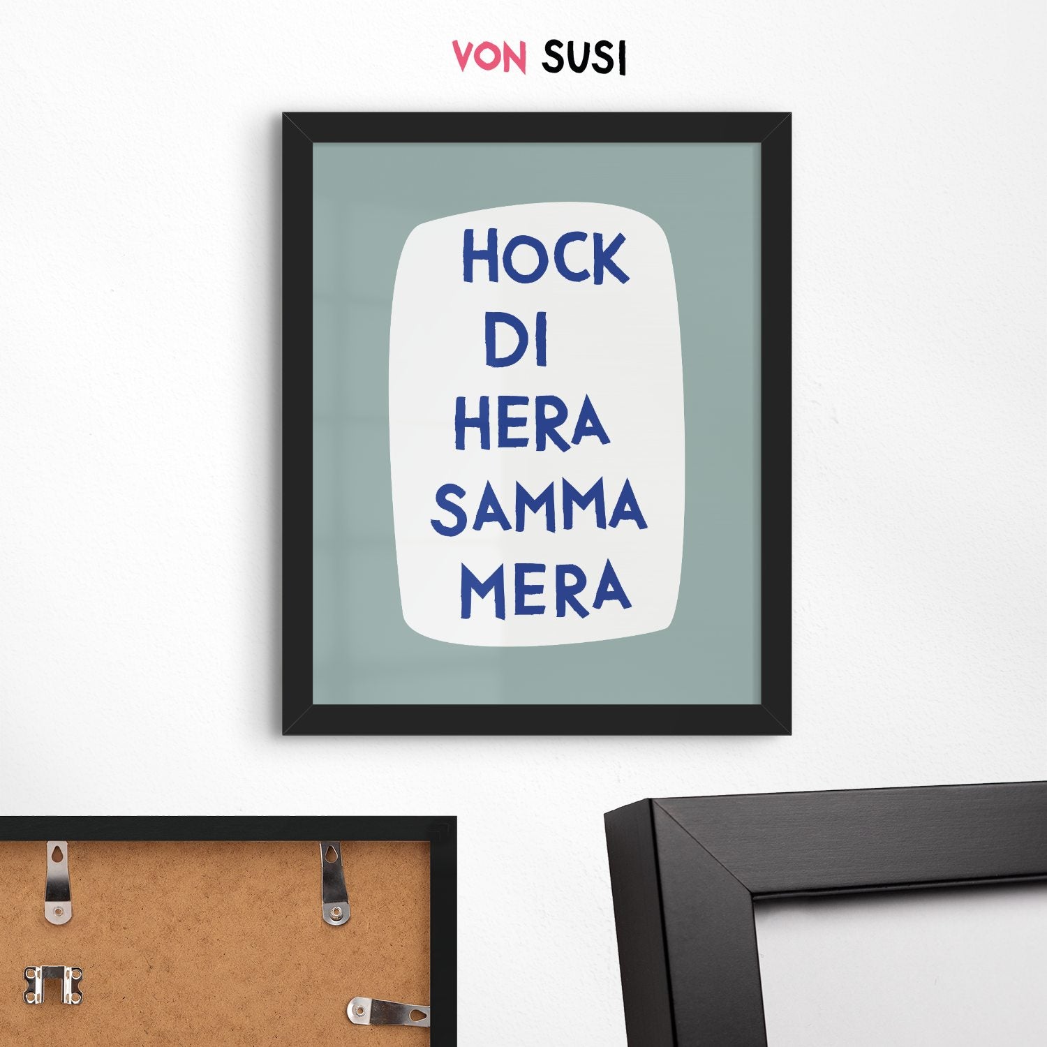 Küchenposter mit lustigem bayerischen Spruch Hock di hera, samma mera