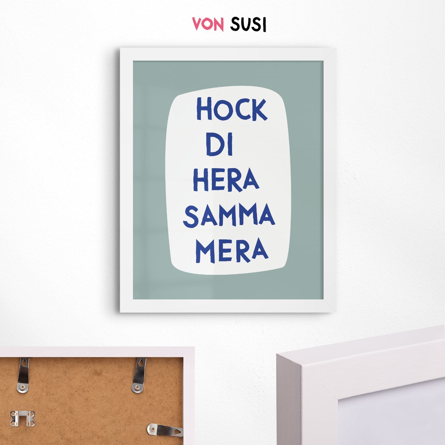 Küchenposter mit lustigem bayerischen Spruch Hock di hera, samma mera
