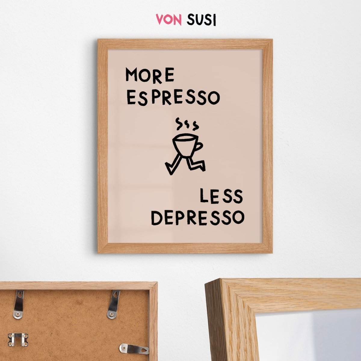 More Espresso less Depresso Poster für Kaffeeliebhaber - vonSUSI