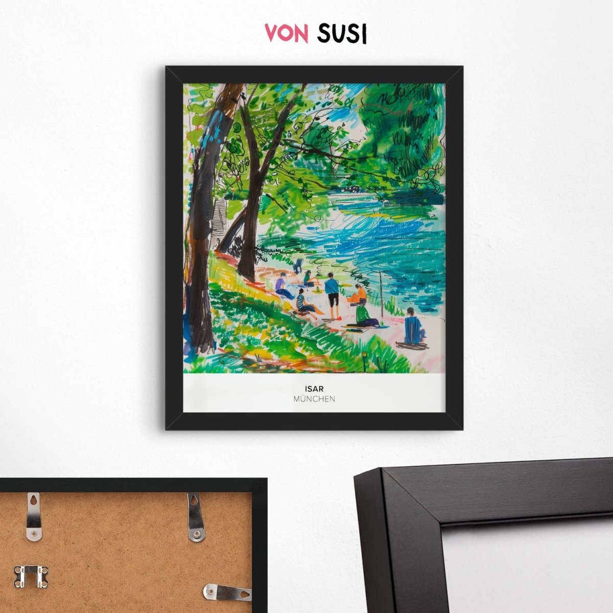 München Poster • Isar Poster mit Illustration - vonSUSI