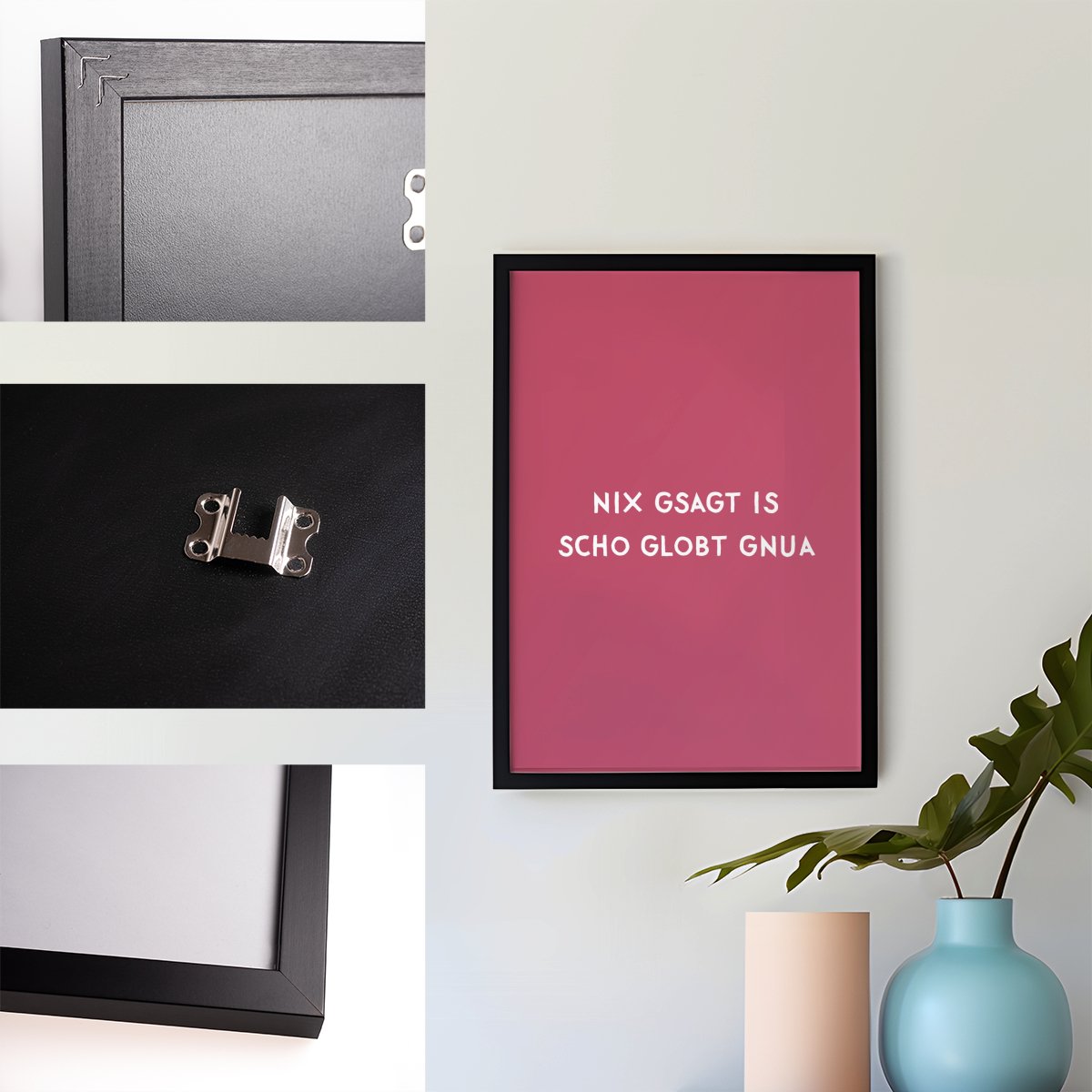 Nix gsagt is scho globt gnua • himbeerfarben • bayrisches Poster • Wandkunst • bayerischer Dialekt • bayrisches Geschenk - vonSUSI