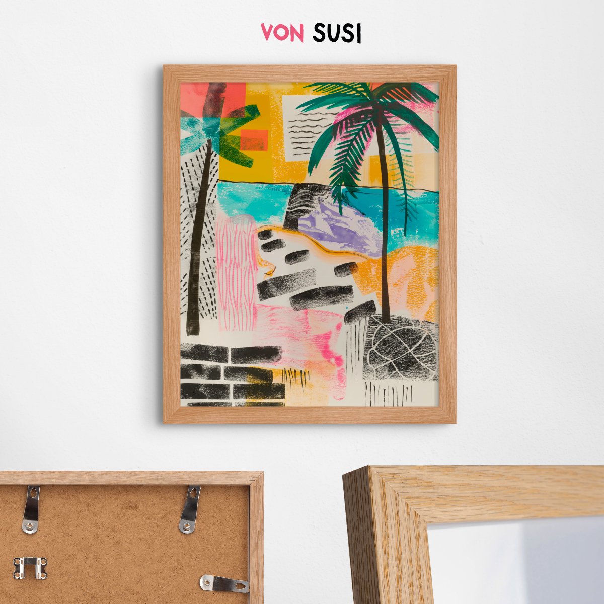 Palmen Poster • mit Illustration • tropisches Wandbild • bunte Illustration • Kunstdruck mit Palmen - vonSUSI