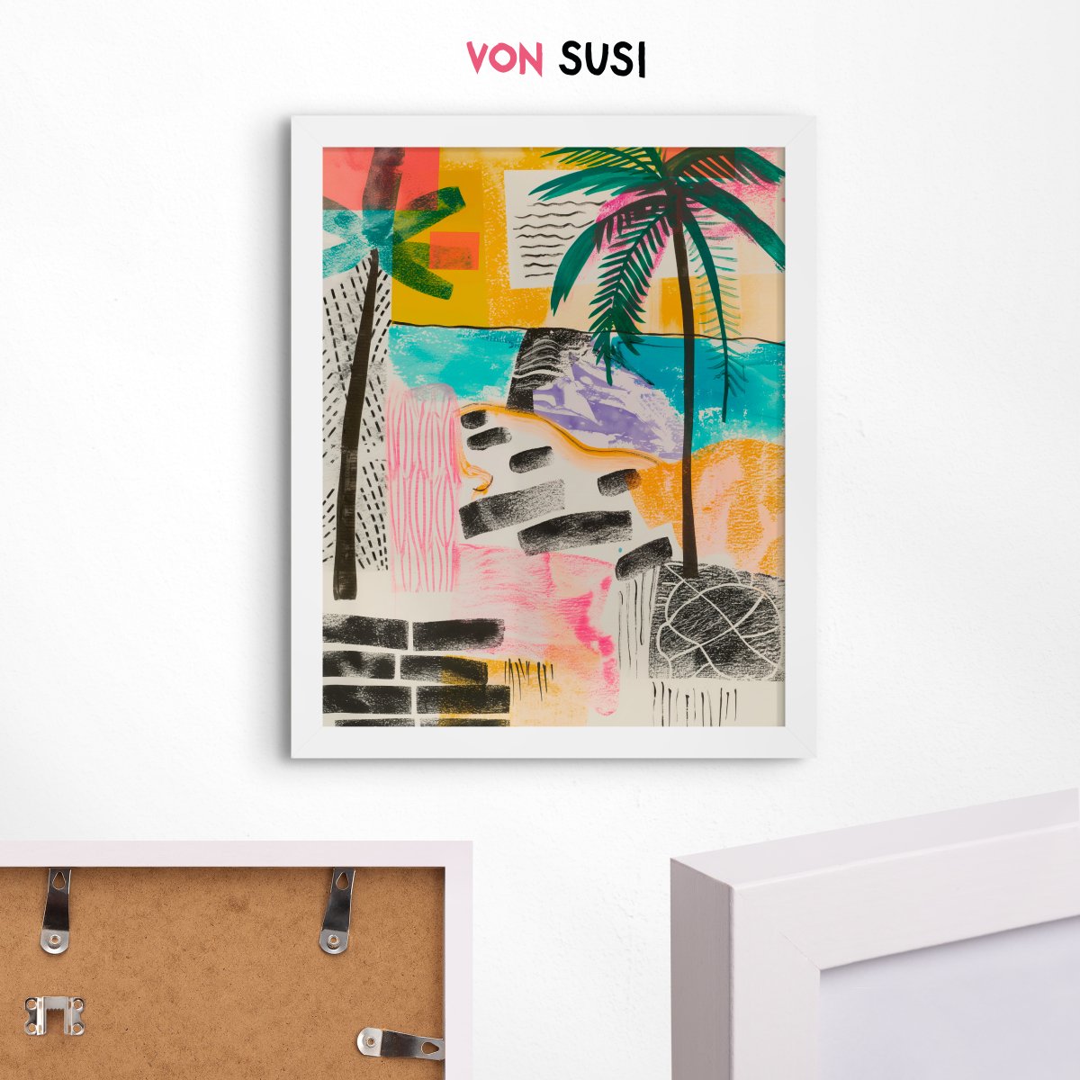 Palmen Poster • mit Illustration • tropisches Wandbild • bunte Illustration • Kunstdruck mit Palmen - vonSUSI