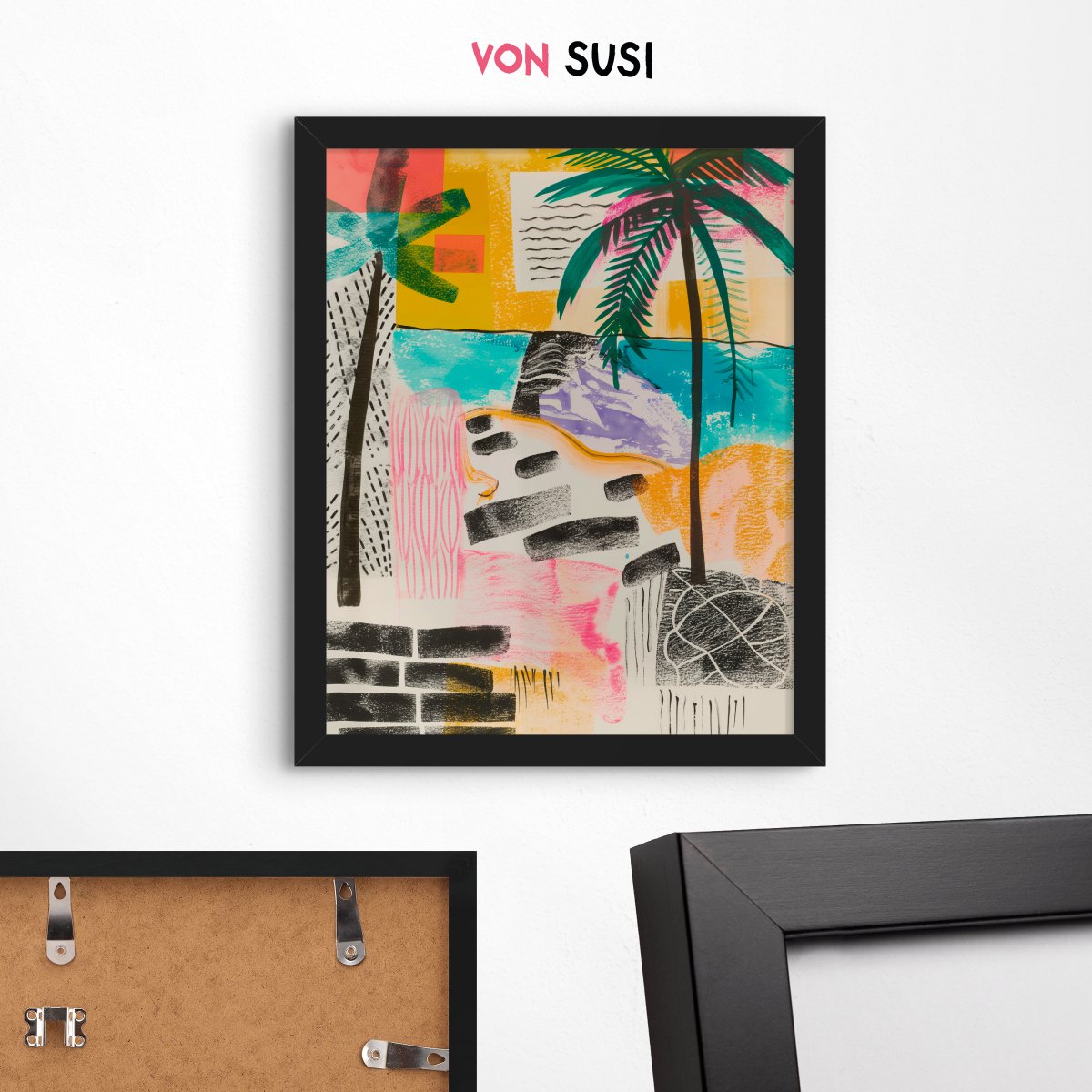 Palmen Poster • mit Illustration • tropisches Wandbild • bunte Illustration • Kunstdruck mit Palmen - vonSUSI