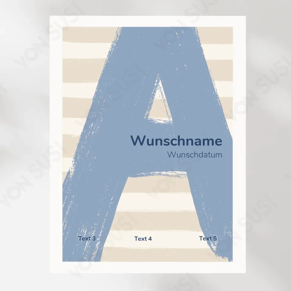 Personalisierbares Poster zur Geburt mit Buchstabe - vonSUSI Personalisiert