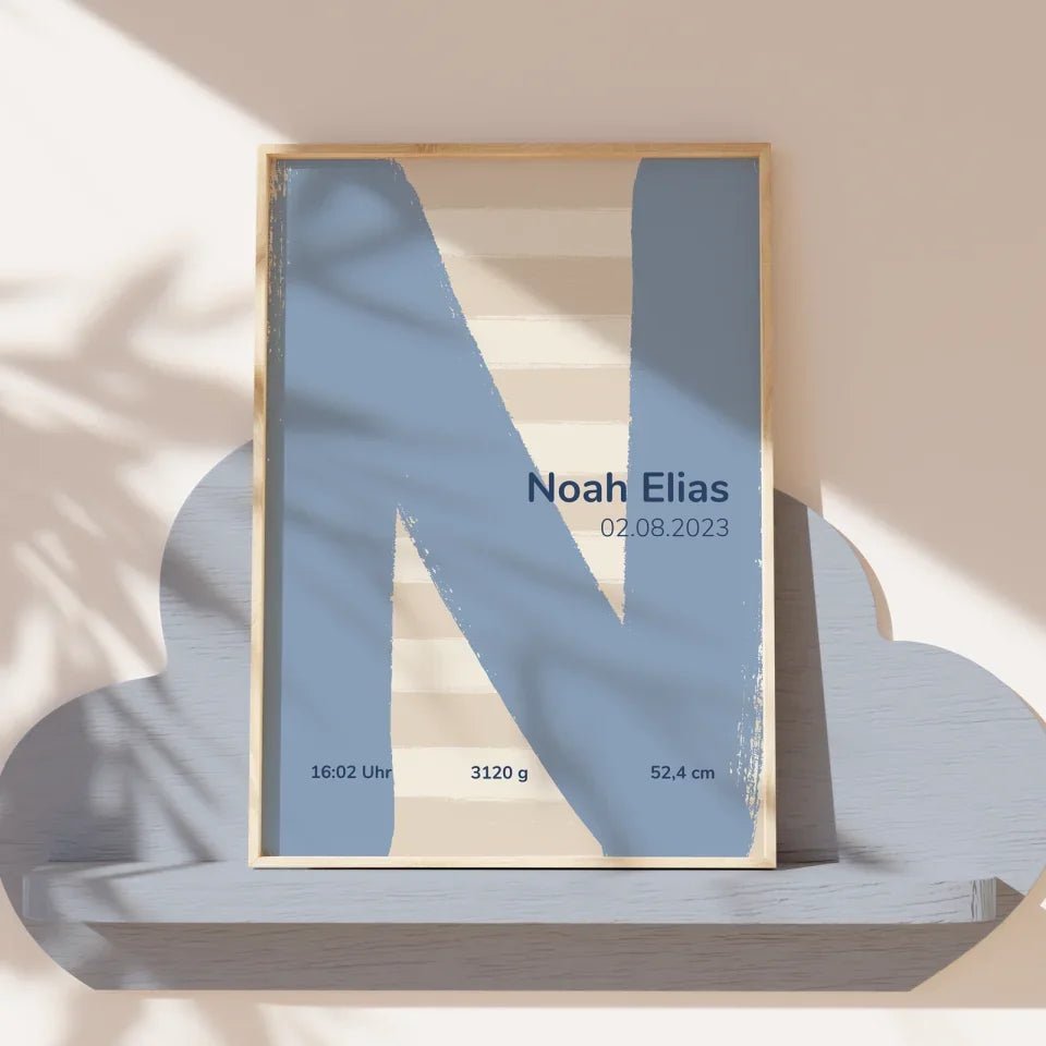 Personalisierbares Poster zur Geburt mit Buchstabe - vonSUSI Personalisiert