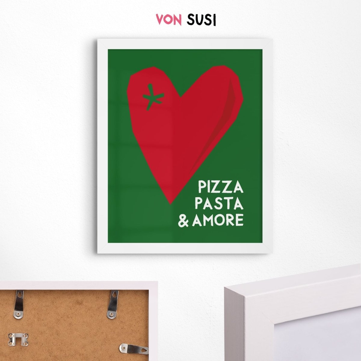 Pizza Pasta & Amore Poster • italienisches Poster für die Küche - vonSUSI