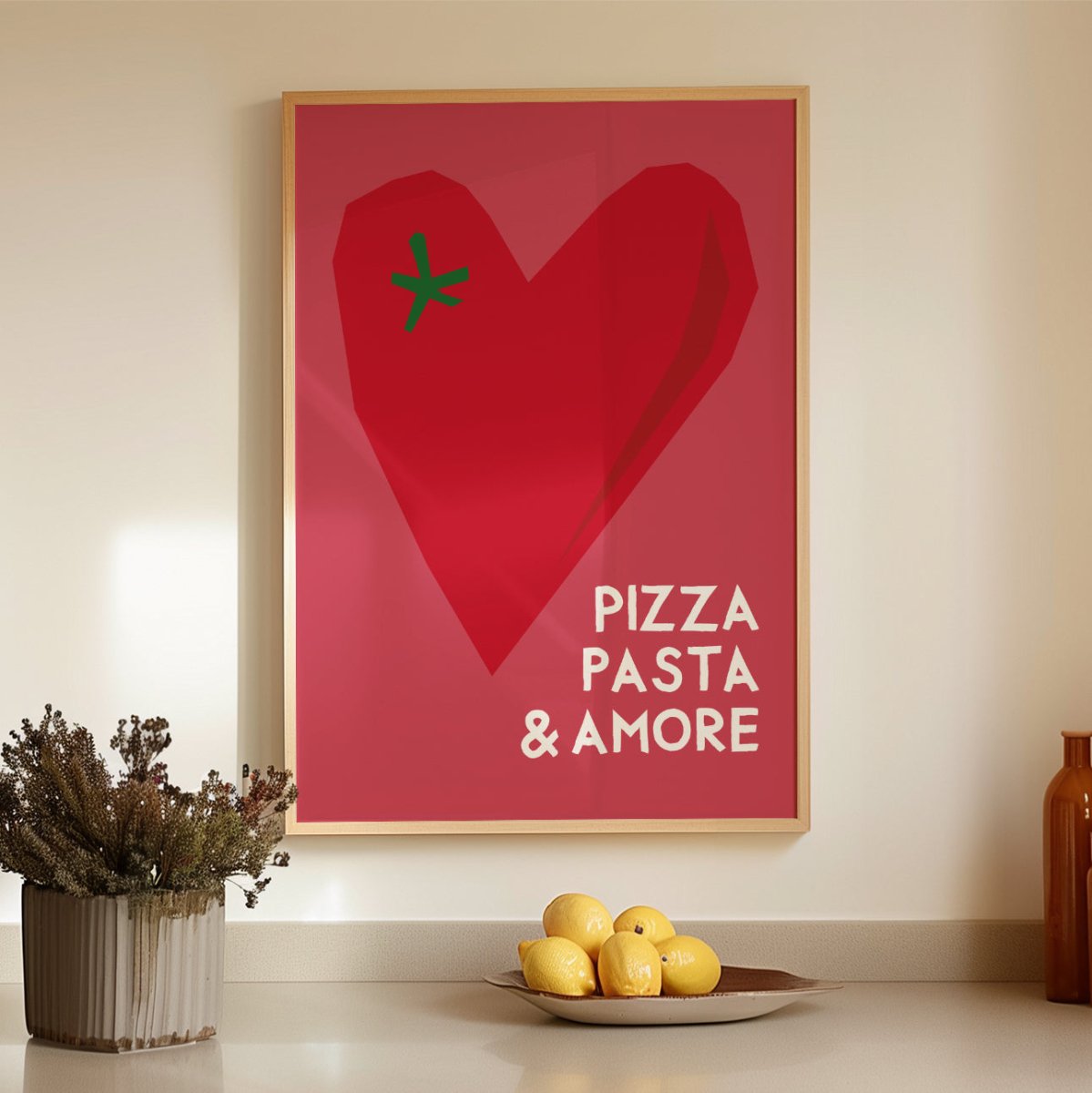 Pizza Pasta & Amore Poster • italienisches Poster für die Küche - vonSUSI