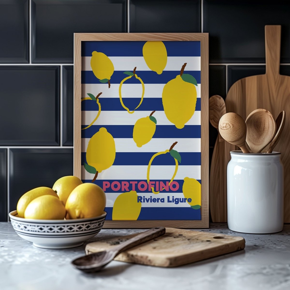 Portofino Poster 🍋 • Italienisches Wandbild • modernes Italien Poster mit Zitrone - vonSUSI