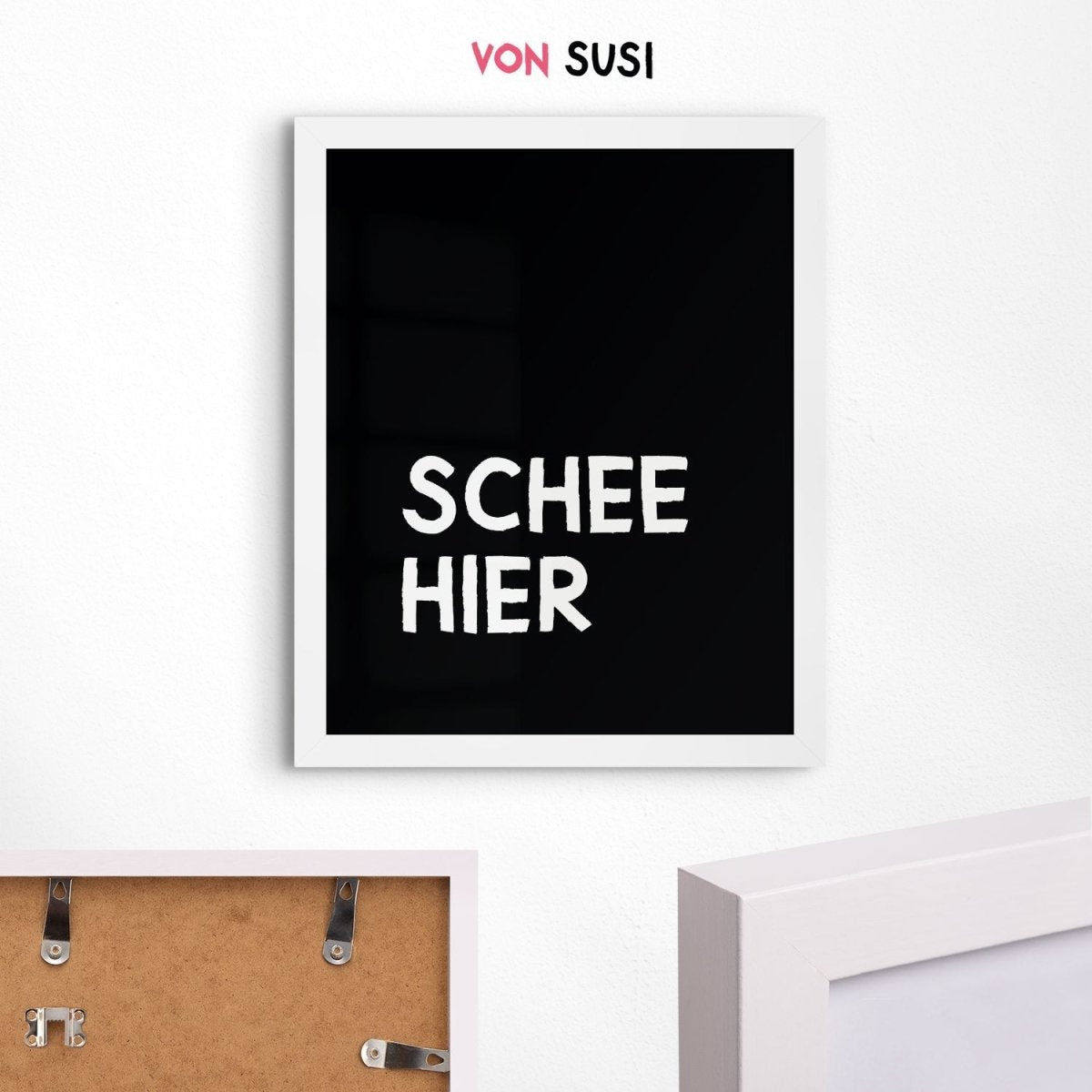 Schee hier • modernes bayerisches Poster mit lustigem Spruch - vonSUSI
